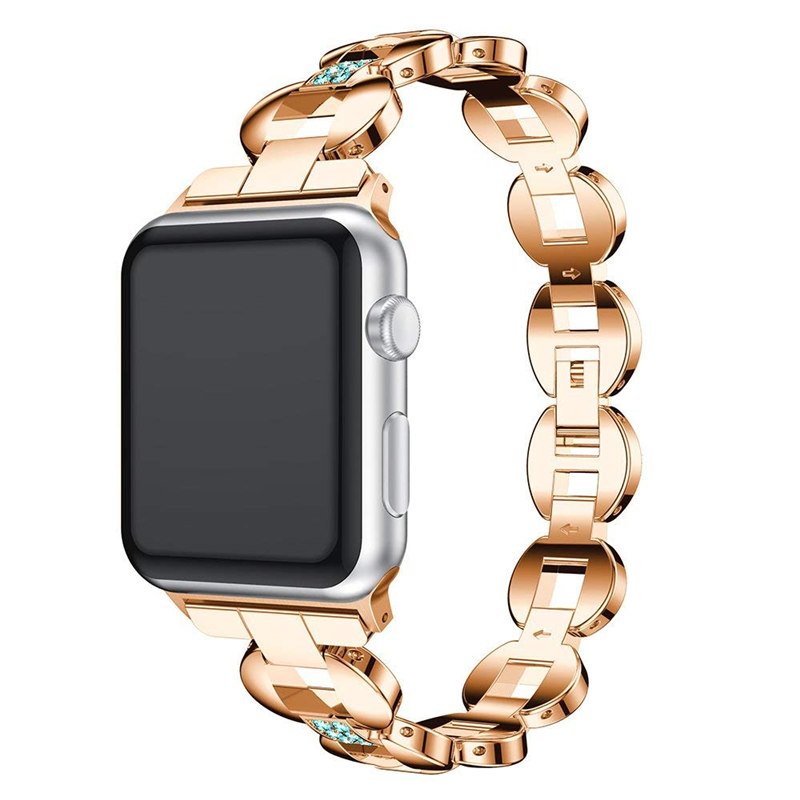 Metal Watchbands For Apple Watch Band 42mm 38mm Women Fashion Bangle with Rhinestone Bling Strap For iWatch Series 3 2 1