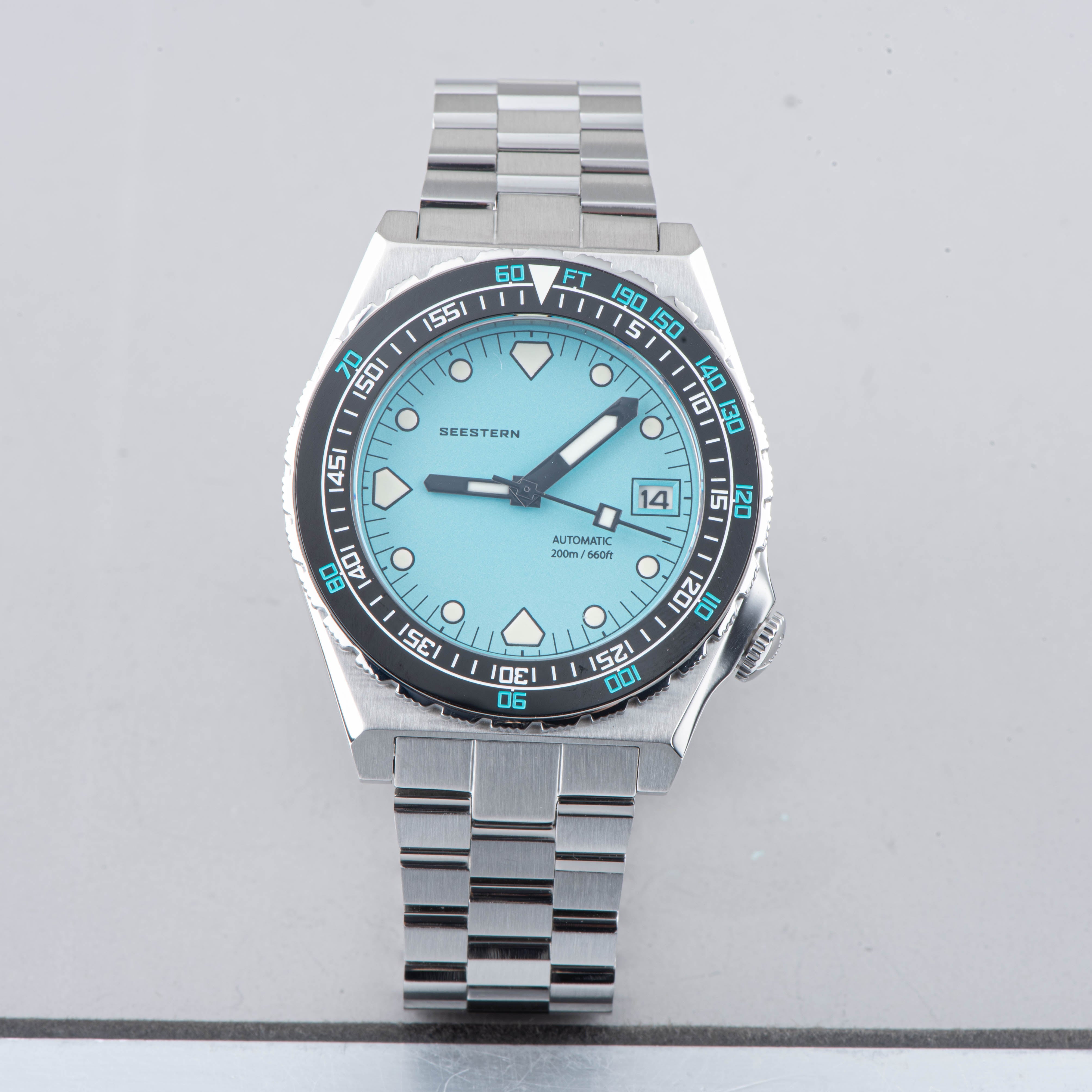 Seestern Vintage 407 600T Light Blue Dial Ceramic Bezel-TIME.SHOP