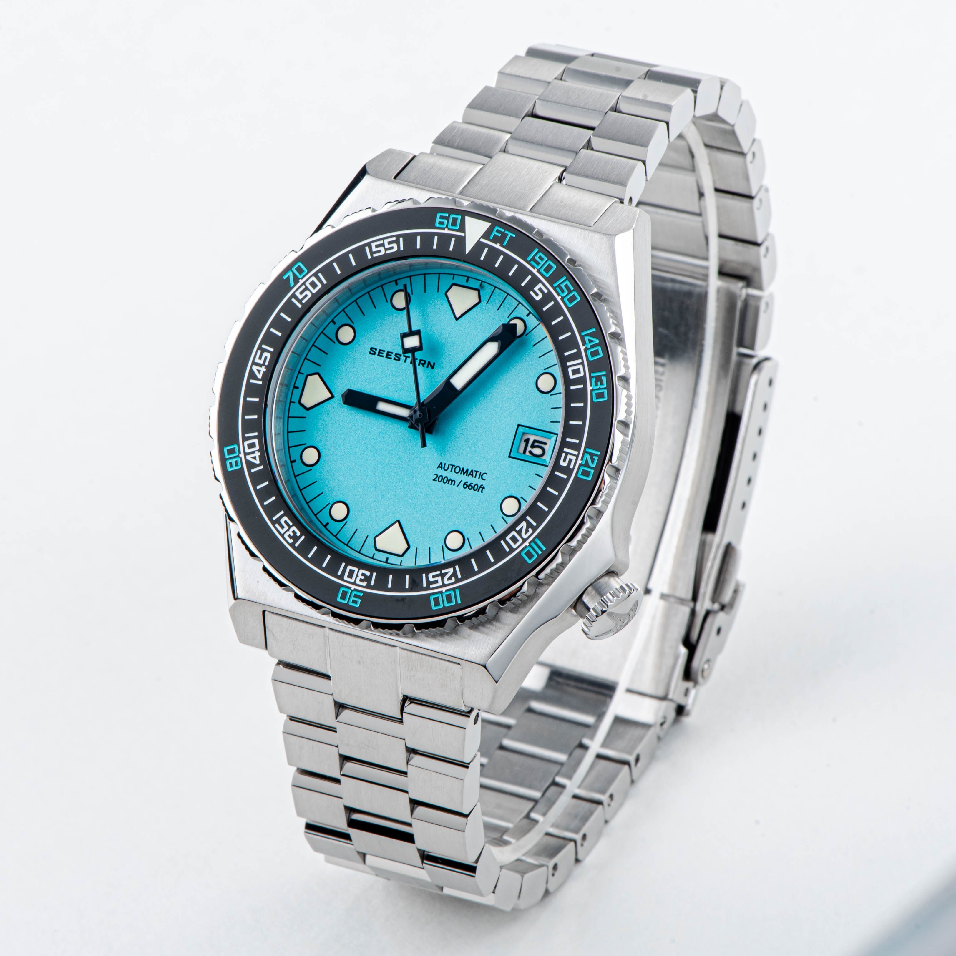 Seestern Vintage 407 600T Light Blue Dial Ceramic Bezel-TIME.SHOP