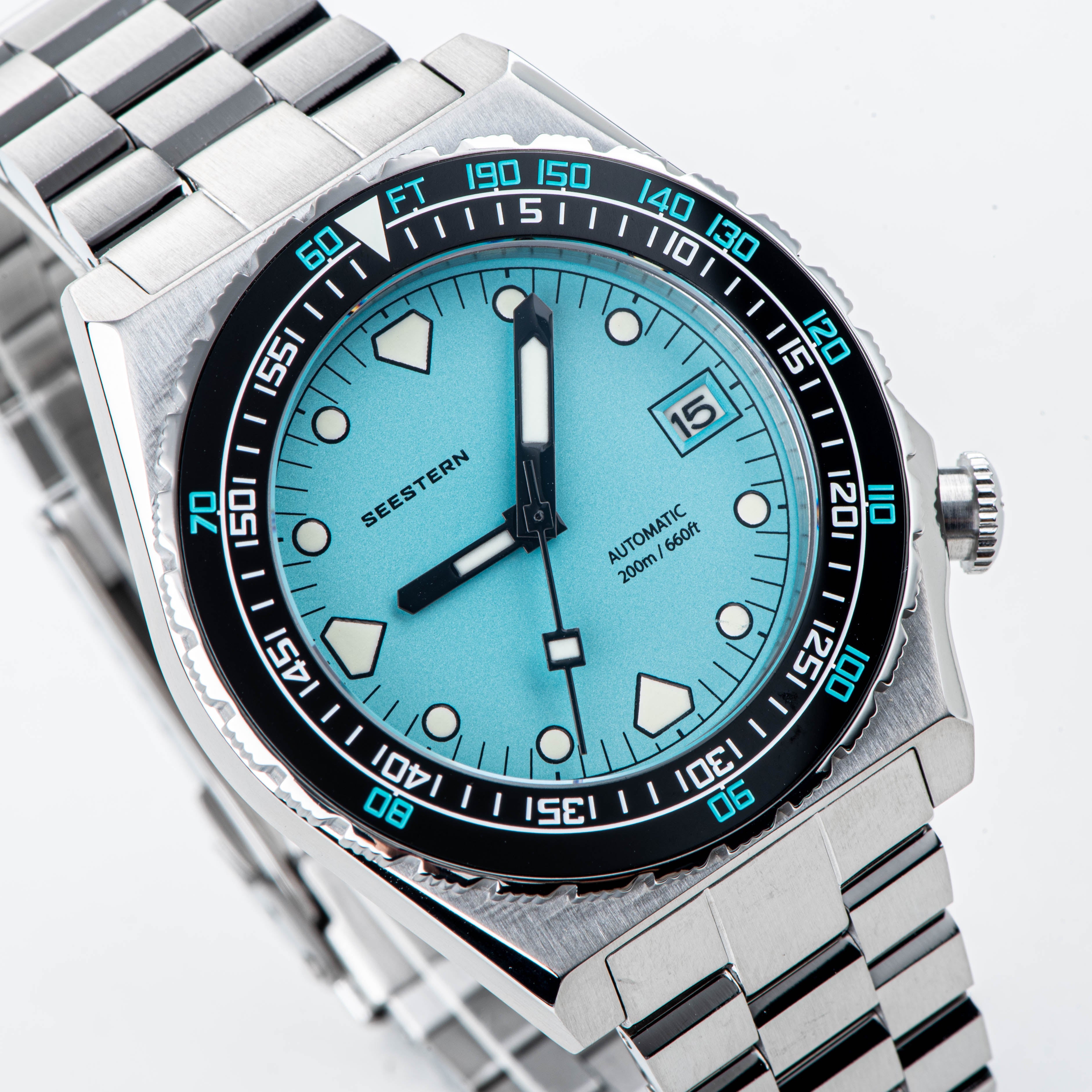 Seestern Vintage 407 600T Light Blue Dial Ceramic Bezel-TIME.SHOP