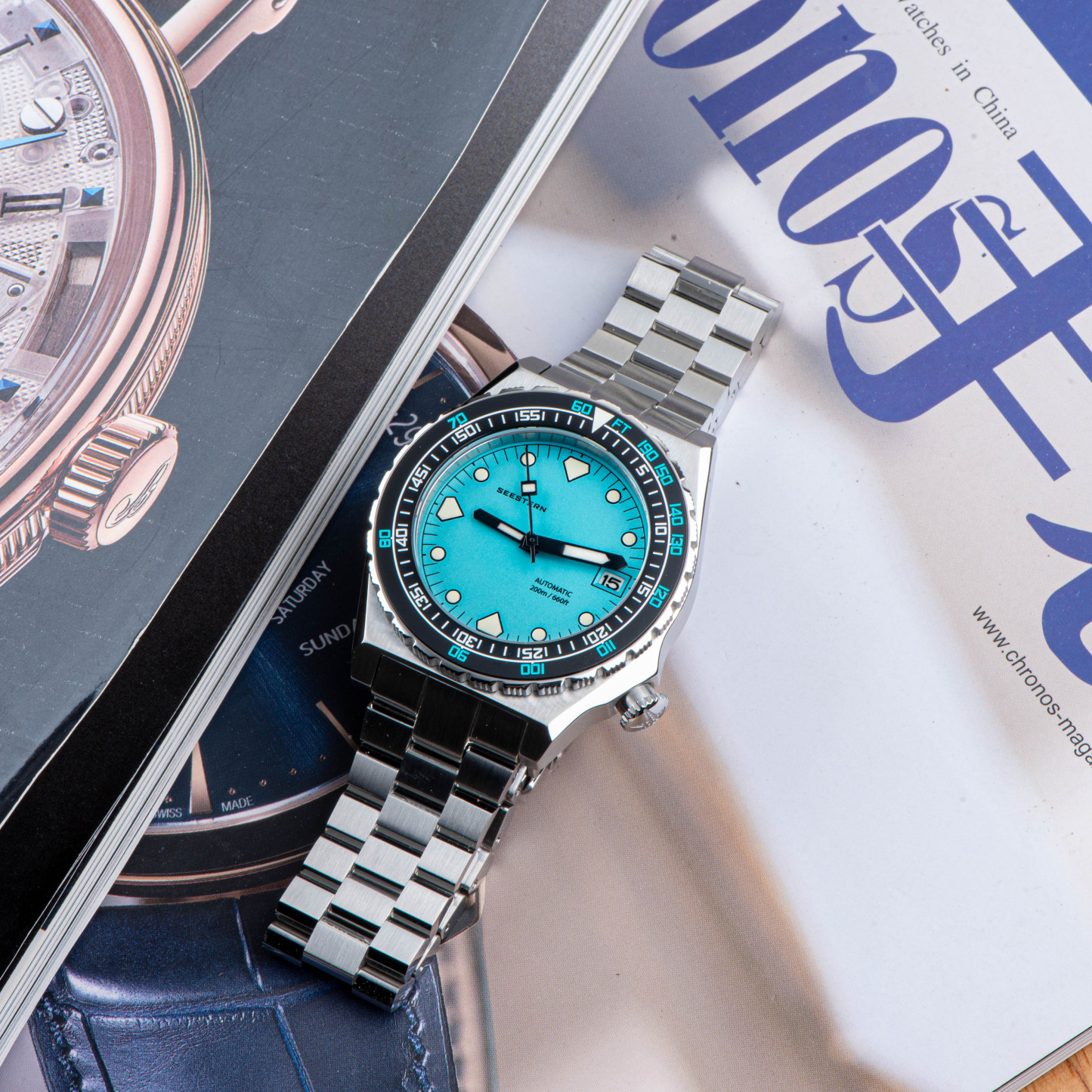 Seestern Vintage 407 600T Light Blue Dial Ceramic Bezel-TIME.SHOP