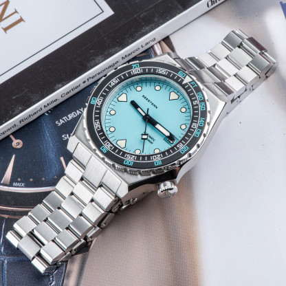 Seestern Vintage 407 600T Light Blue Dial Ceramic Bezel-TIME.SHOP