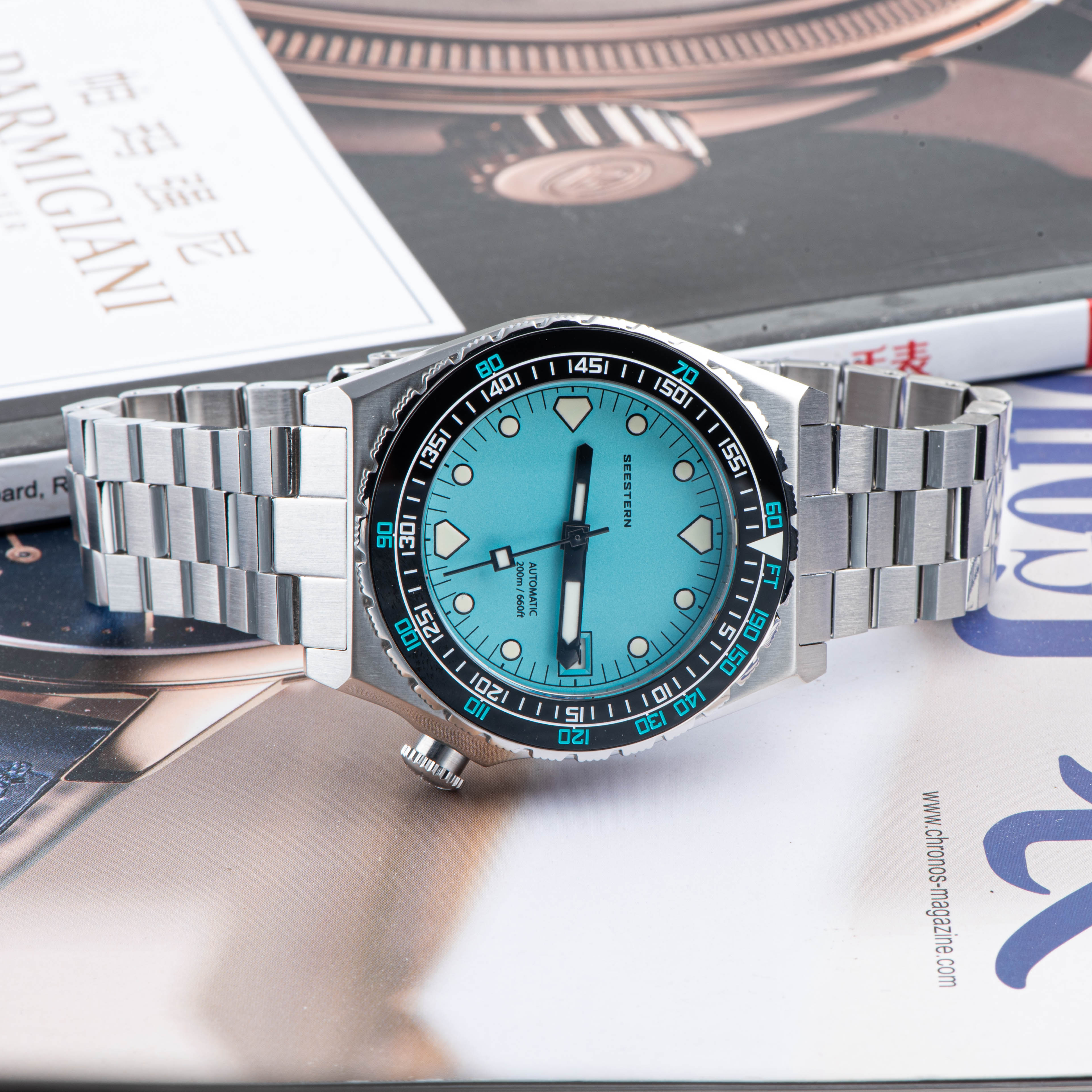 Seestern Vintage 407 600T Light Blue Dial Ceramic Bezel-TIME.SHOP
