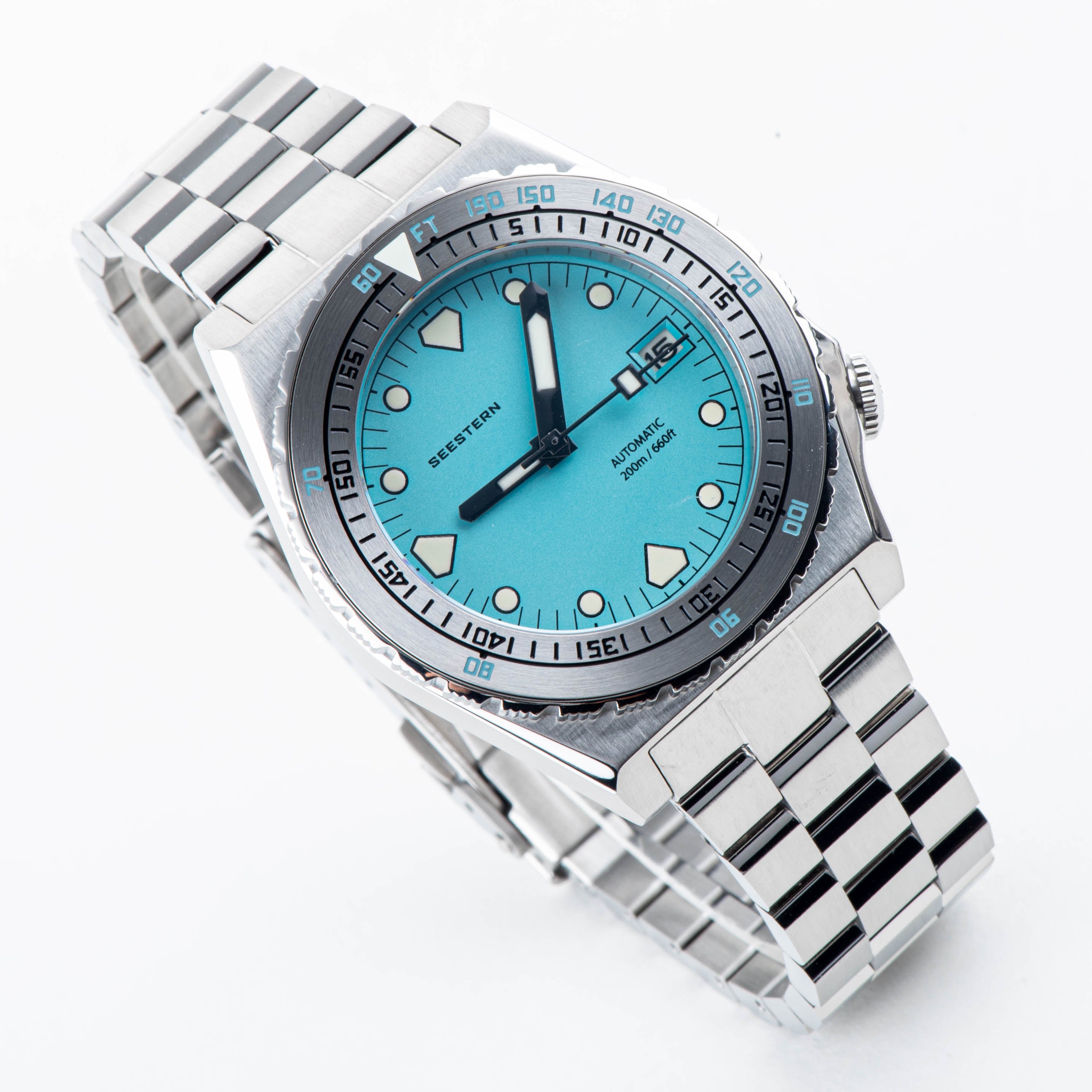Seestern Vintage 407 600T Light Blue Dial Ceramic Bezel-TIME.SHOP