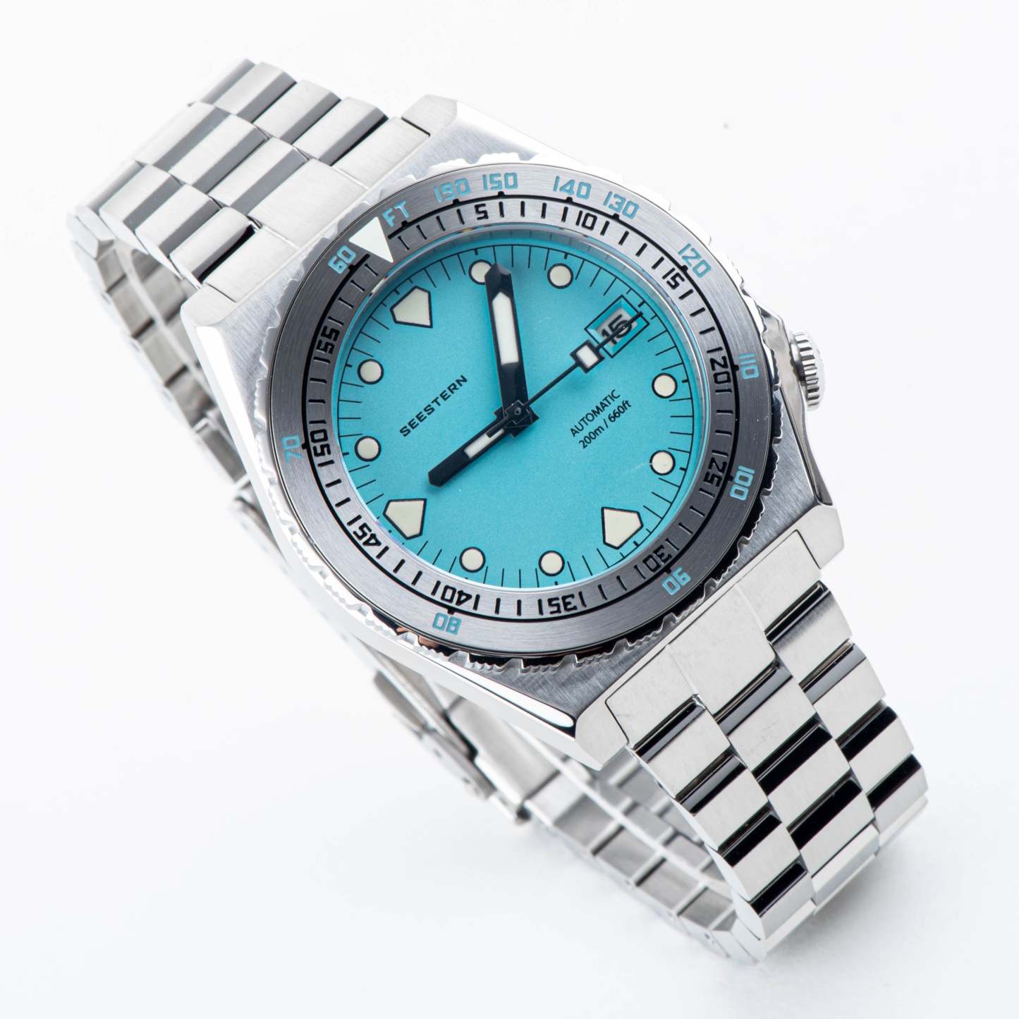 Seestern Vintage 407 600T Light Blue Dial Ceramic Bezel-TIME.SHOP