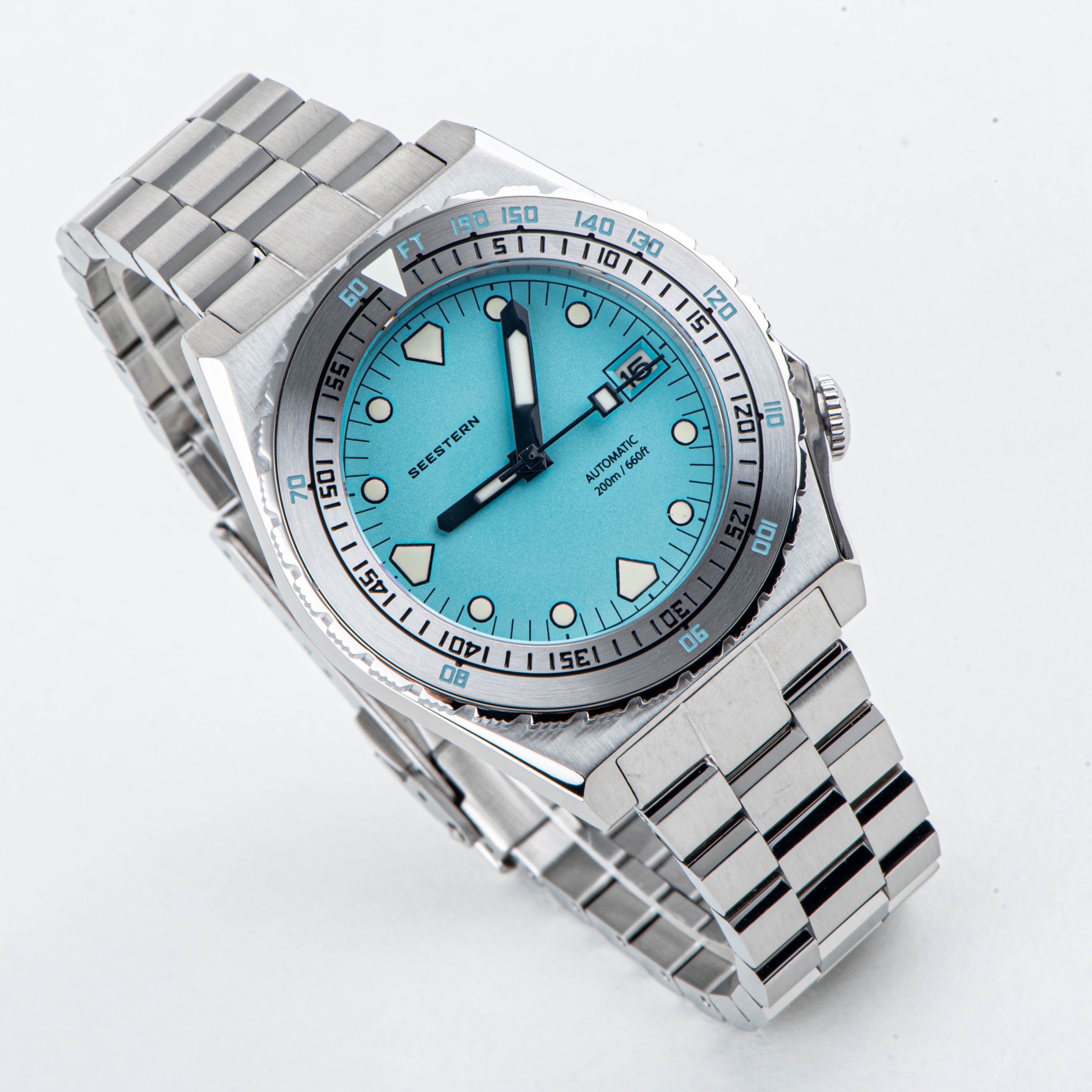 Seestern Vintage 407 600T Light Blue Dial Ceramic Bezel-TIME.SHOP