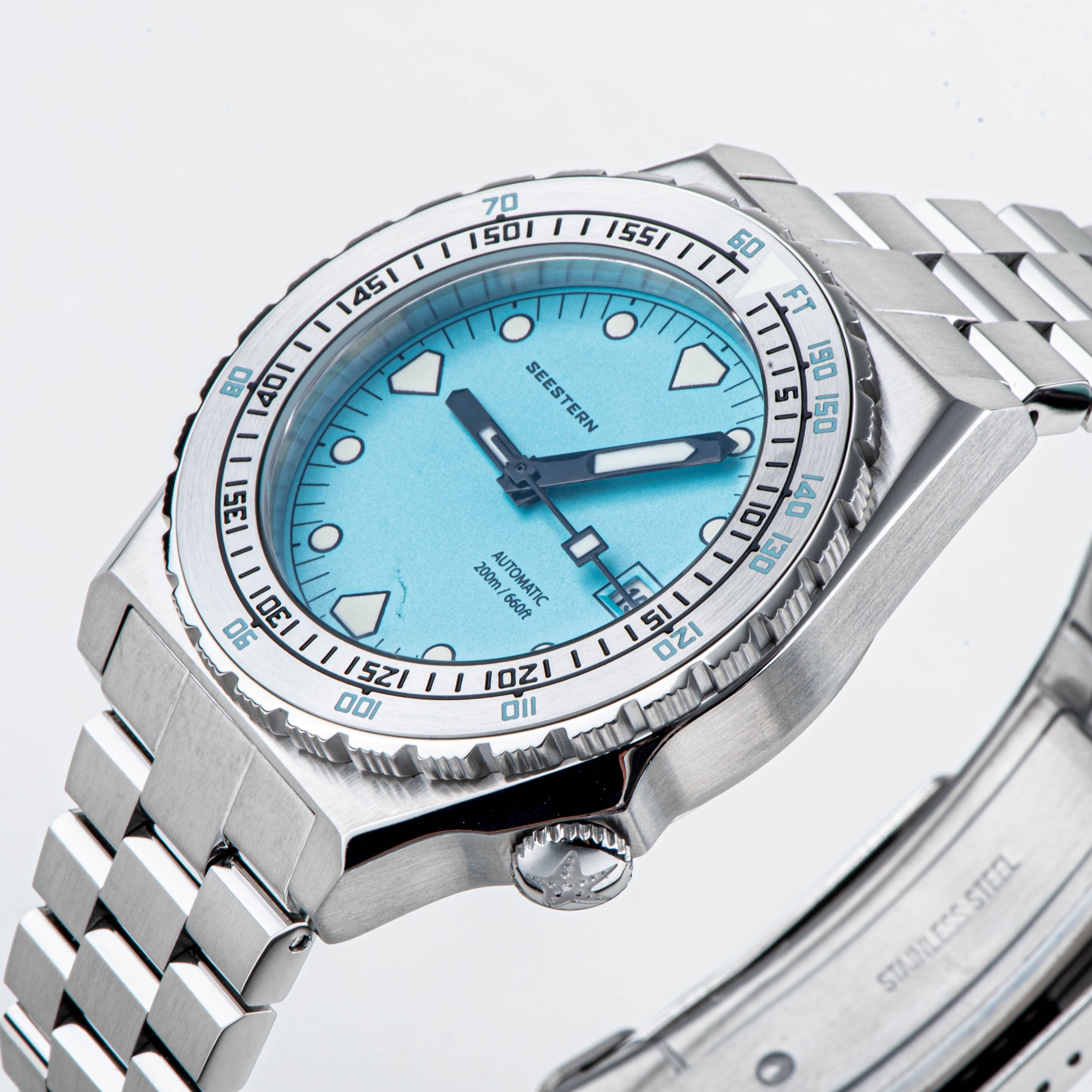 Seestern Vintage 407 600T Light Blue Dial Ceramic Bezel-TIME.SHOP