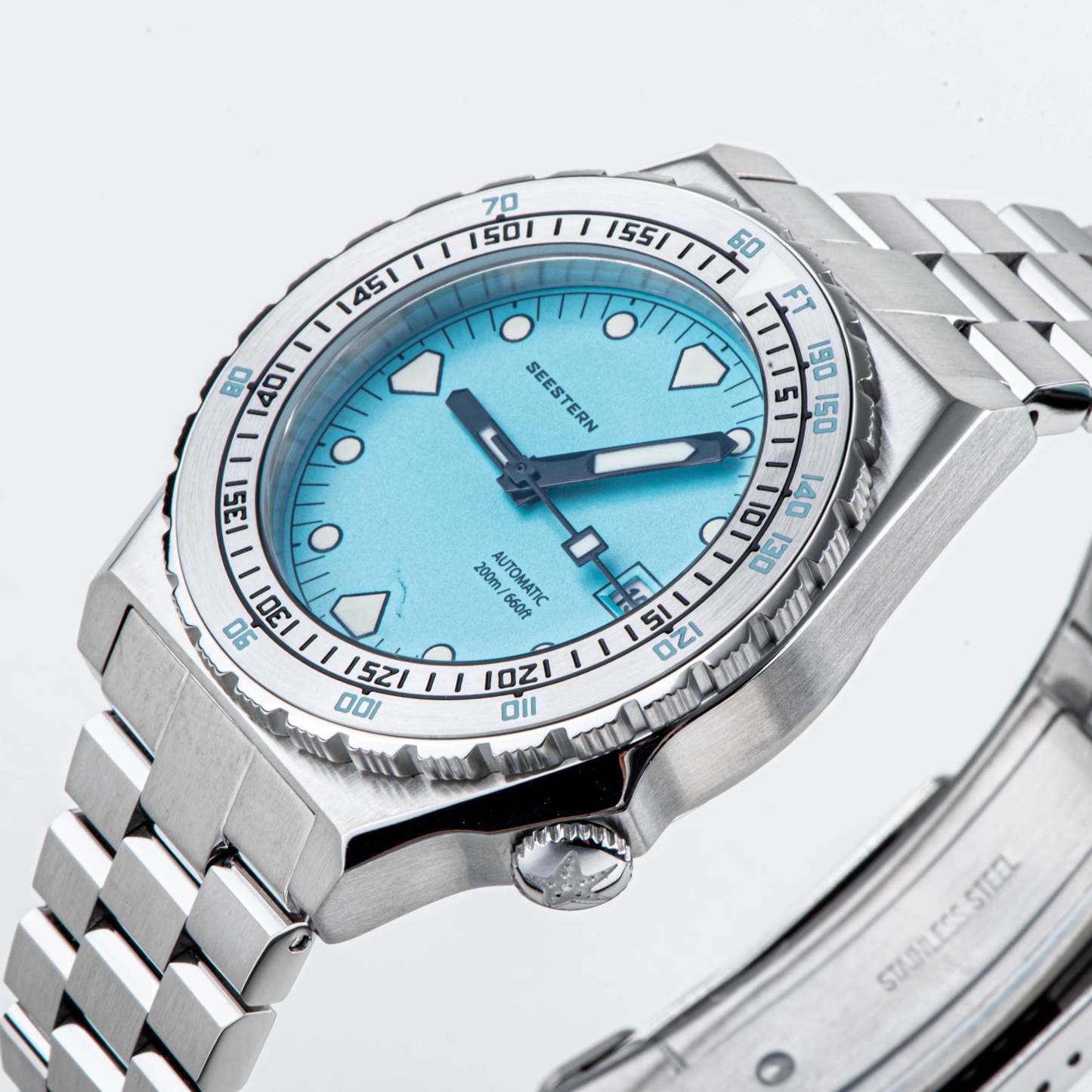 Seestern Vintage 407 600T Light Blue Dial Ceramic Bezel-TIME.SHOP