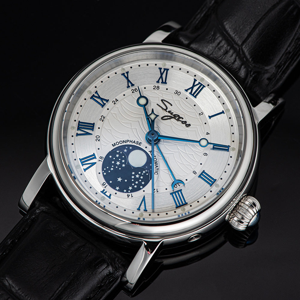 MoonPhase Master SU2108SZ Stainless-Steel Moon Phase Blue Indices-TIME.SHOP