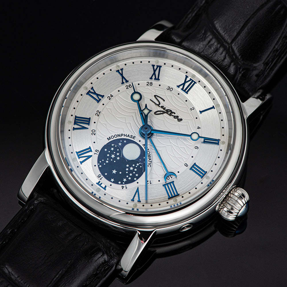 MoonPhase Master SU2108SZ Stainless-Steel Moon Phase Blue Indices-TIME.SHOP