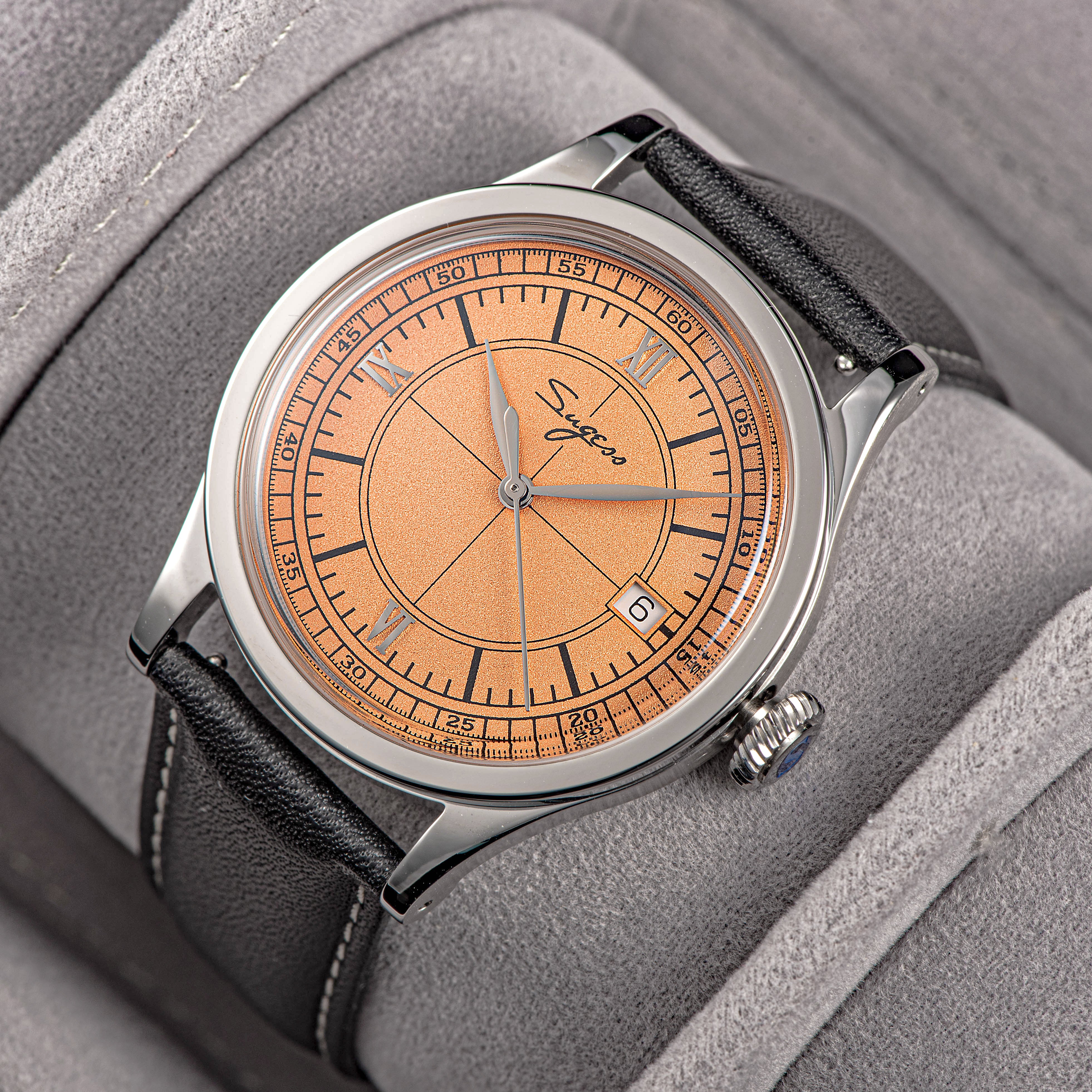 Heritage 411-3B Seagull 2130 Movement  Stainless Steel Case Deep Orange Dial SU4113BOR-TIME.SHOP
