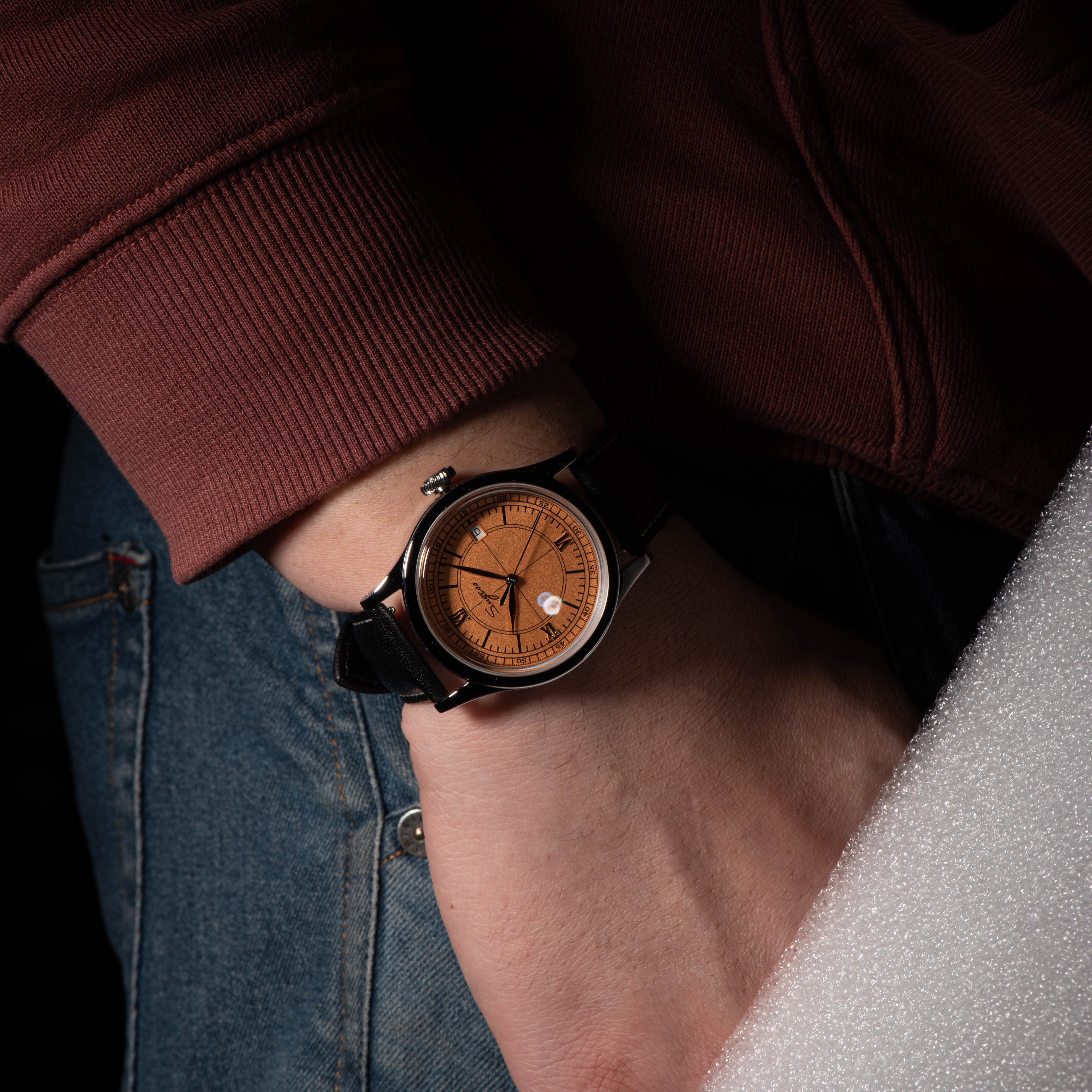 Heritage 411-3B Seagull 2130 Movement  Stainless Steel Case Deep Orange Dial SU4113BOR-TIME.SHOP