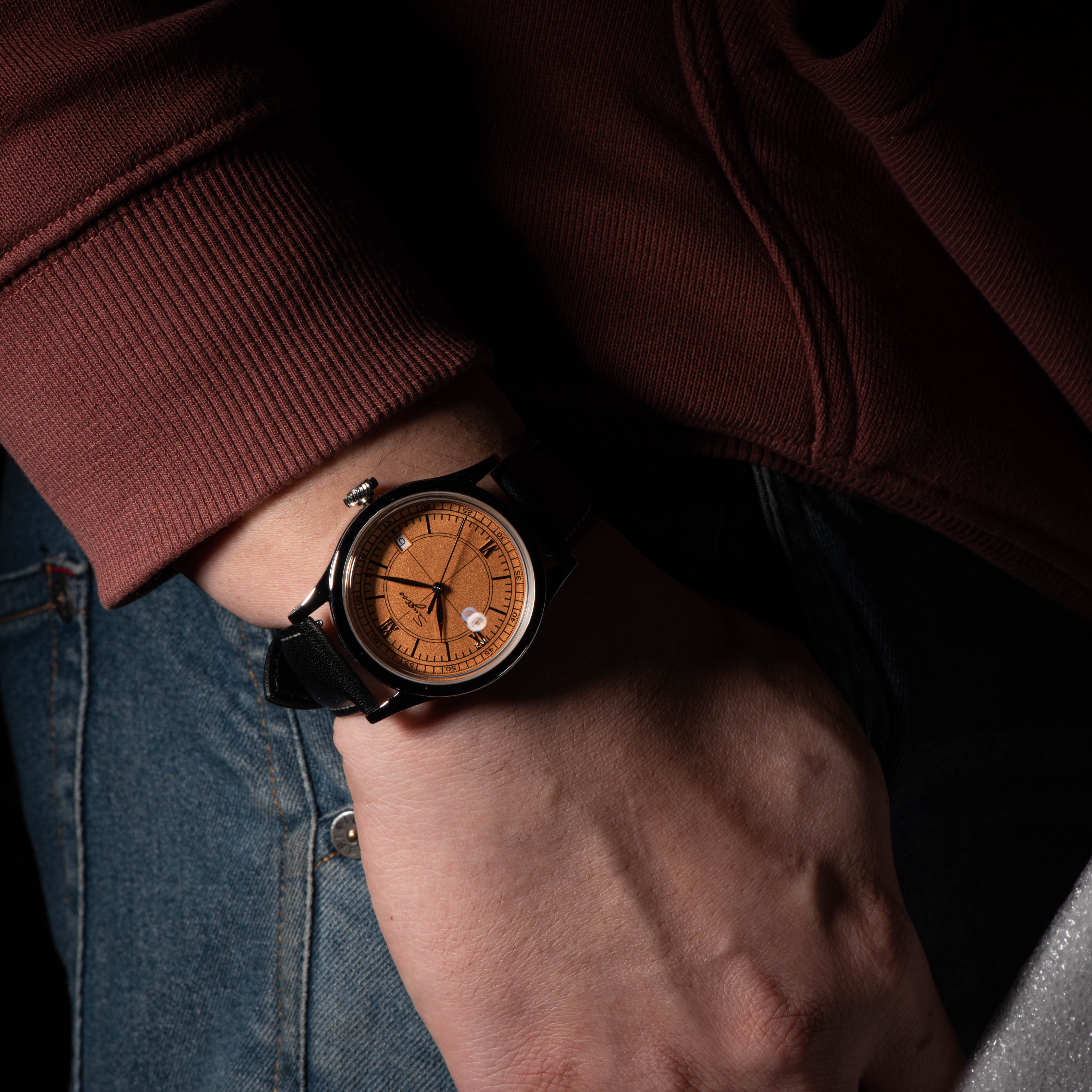 Heritage 411-3B Seagull 2130 Movement  Stainless Steel Case Deep Orange Dial SU4113BOR-TIME.SHOP