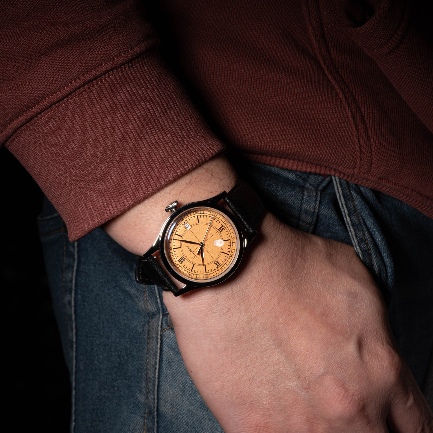 Heritage 411-3B Seagull 2130 Movement  Stainless Steel Case Deep Orange Dial SU4113BOR-TIME.SHOP