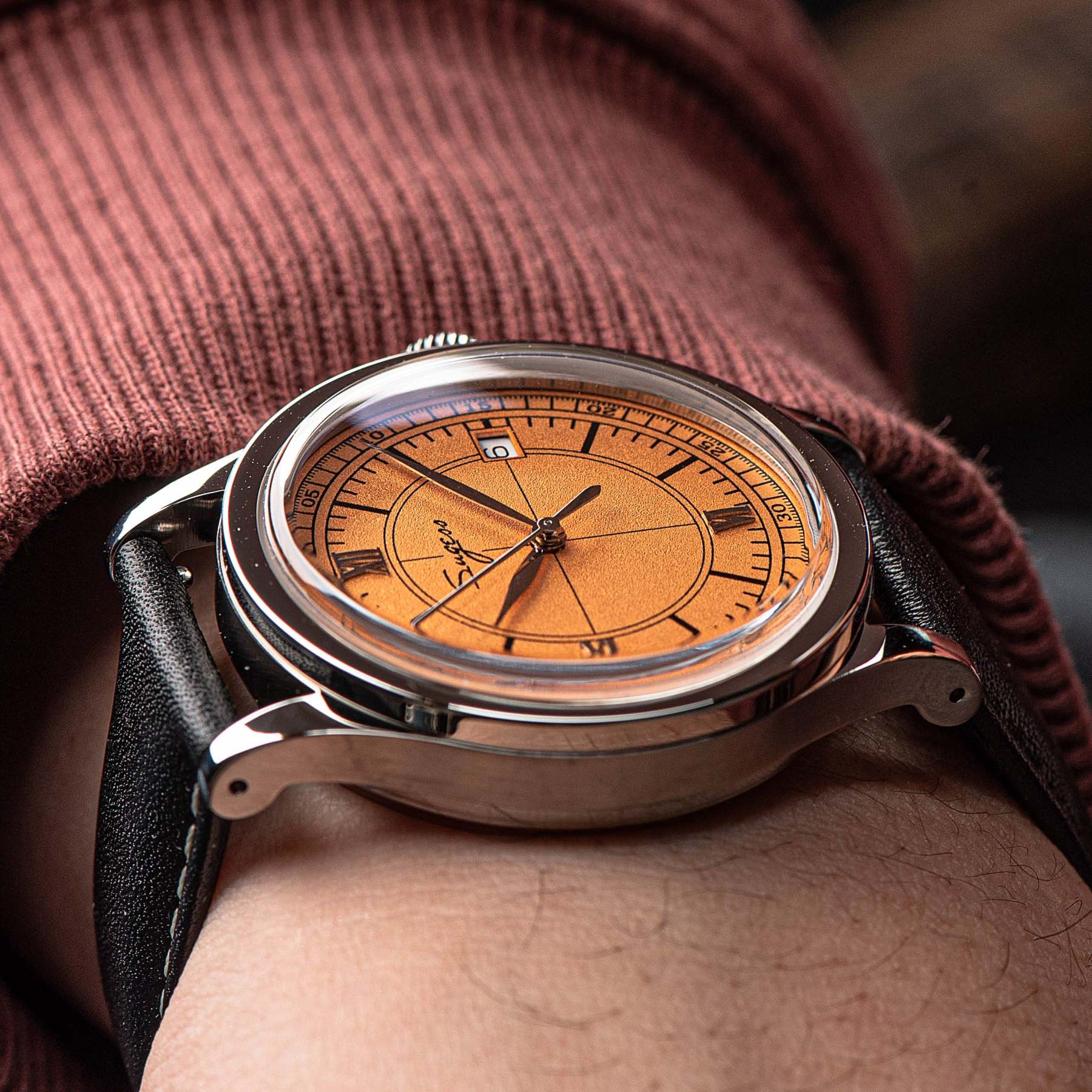 Heritage 411-3B Seagull 2130 Movement  Stainless Steel Case Deep Orange Dial SU4113BOR-TIME.SHOP