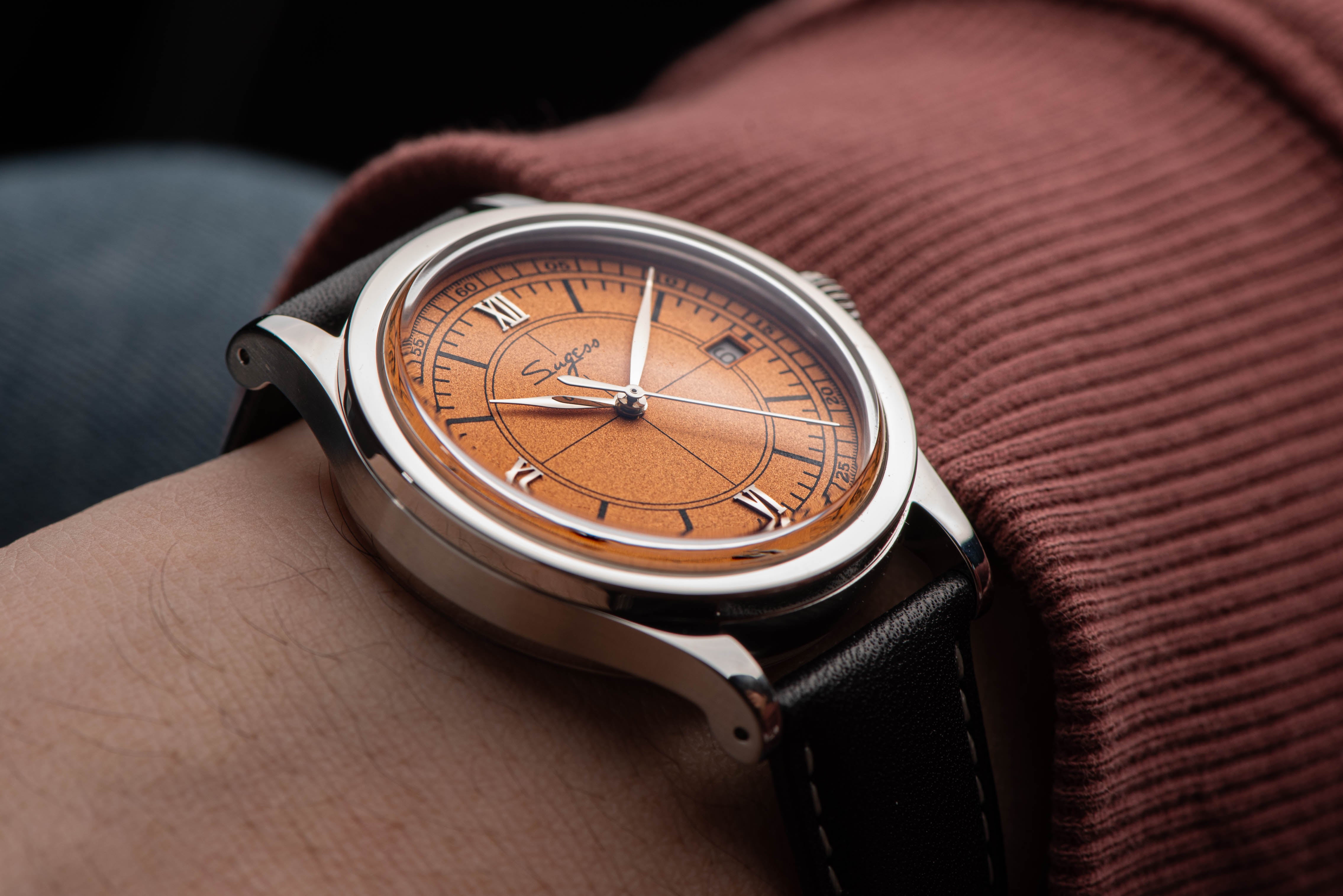 Heritage 411-3B Seagull 2130 Movement  Stainless Steel Case Deep Orange Dial SU4113BOR-TIME.SHOP