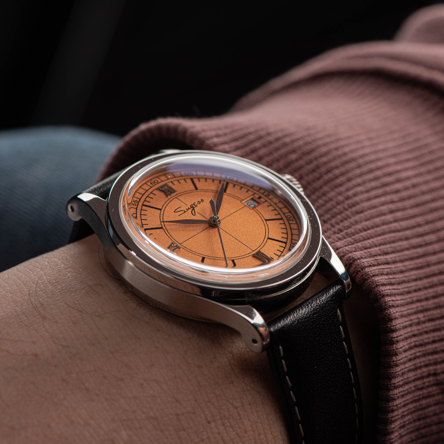 Heritage 411-3B Seagull 2130 Movement  Stainless Steel Case Deep Orange Dial SU4113BOR-TIME.SHOP