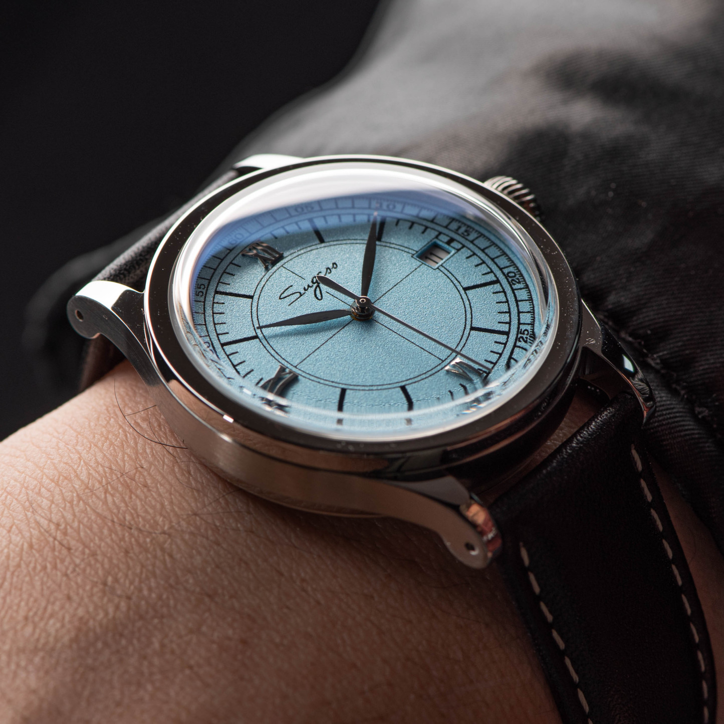 Heritage 411-3B Seagull 2130 Movement  Stainless Steel Case Deep Light Blue Dial SU4113BLB-TIME.SHOP