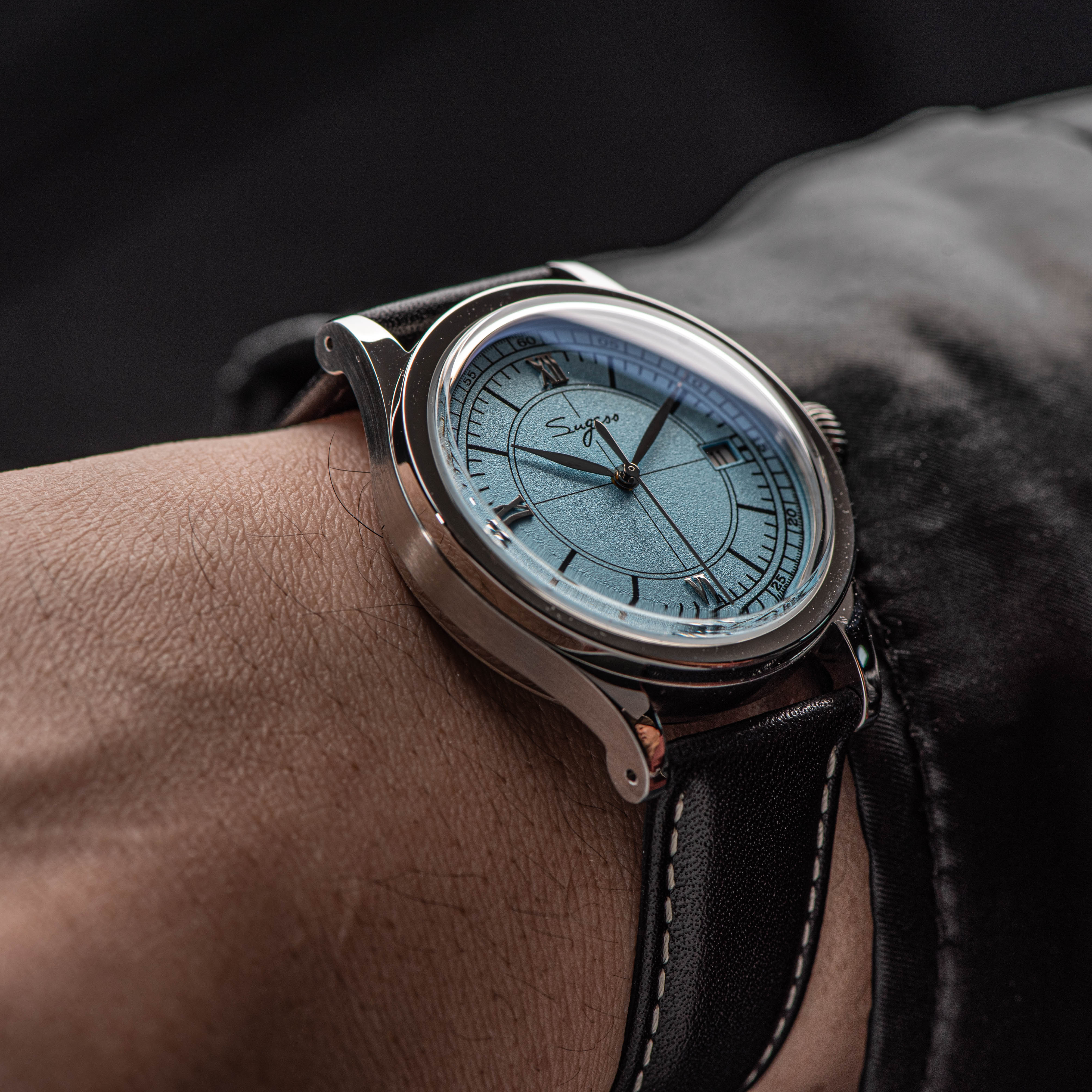 Heritage 411-3B Seagull 2130 Movement  Stainless Steel Case Deep Light Blue Dial SU4113BLB-TIME.SHOP