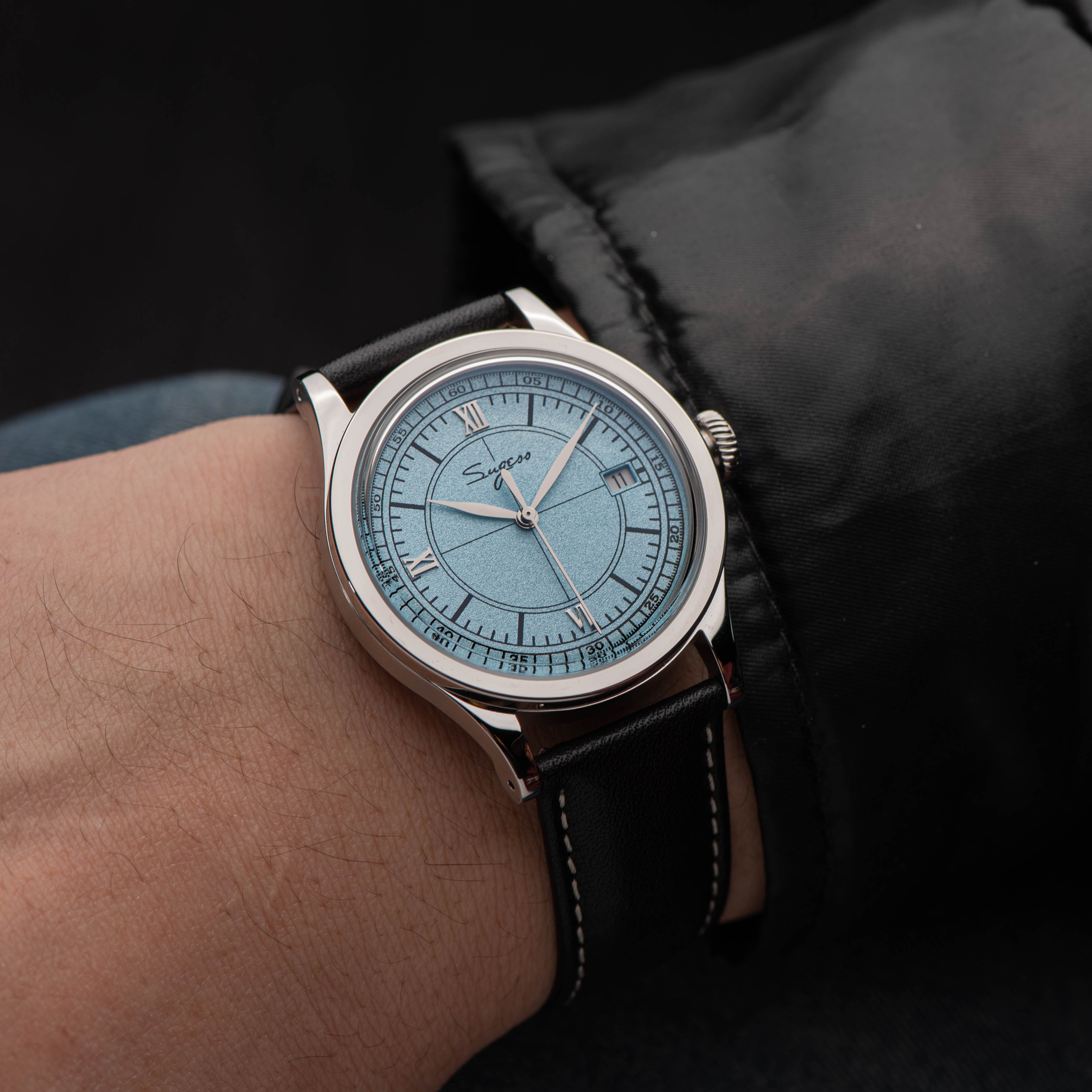 Heritage 411-3B Seagull 2130 Movement  Stainless Steel Case Deep Light Blue Dial SU4113BLB-TIME.SHOP