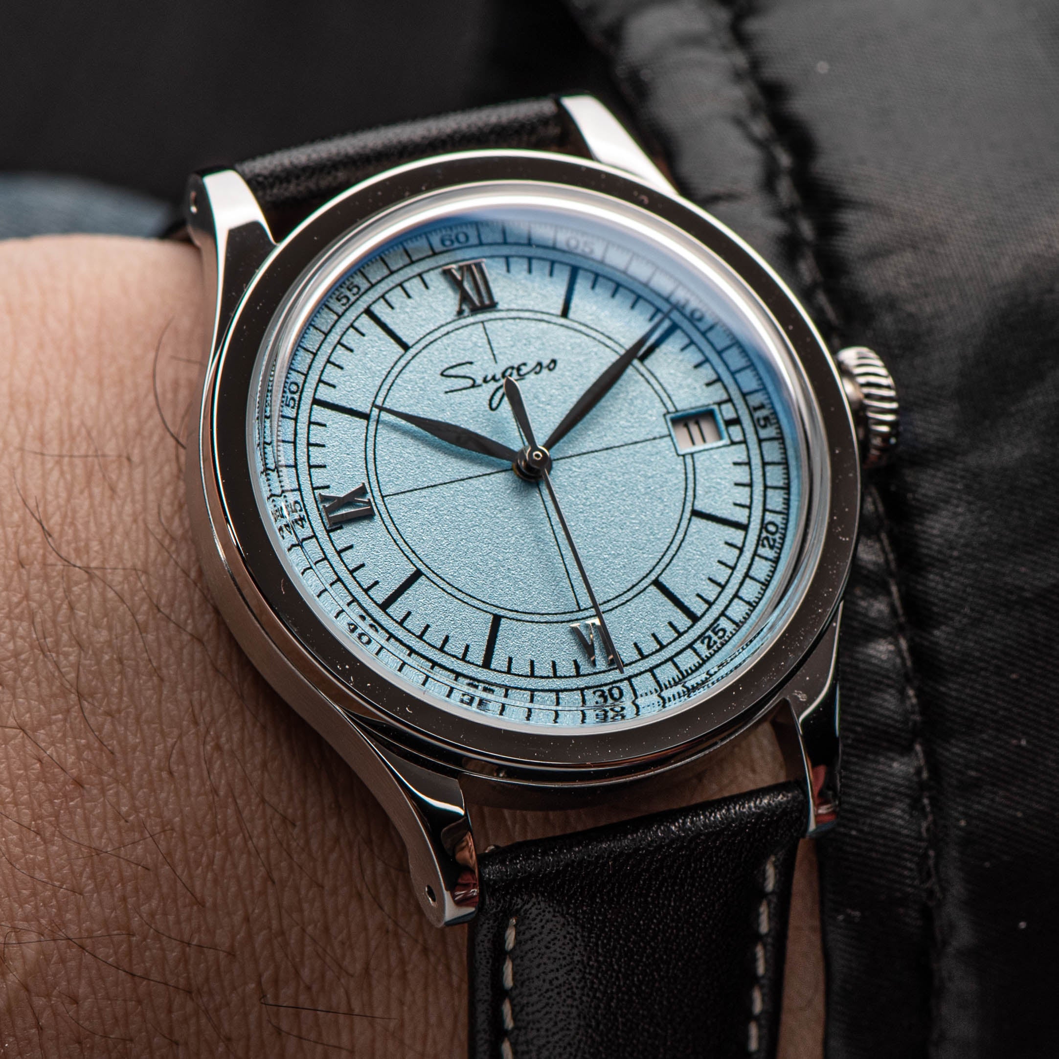 Heritage 411-3B Seagull 2130 Movement  Stainless Steel Case Deep Light Blue Dial SU4113BLB-TIME.SHOP