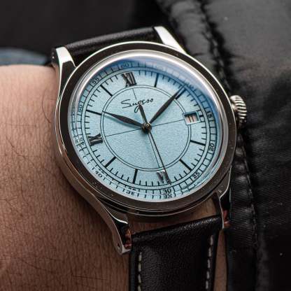 Heritage 411-3B Seagull 2130 Movement  Stainless Steel Case Deep Light Blue Dial SU4113BLB-TIME.SHOP