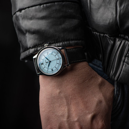 Heritage 411-3B Seagull 2130 Movement  Stainless Steel Case Deep Light Blue Dial SU4113BLB-TIME.SHOP