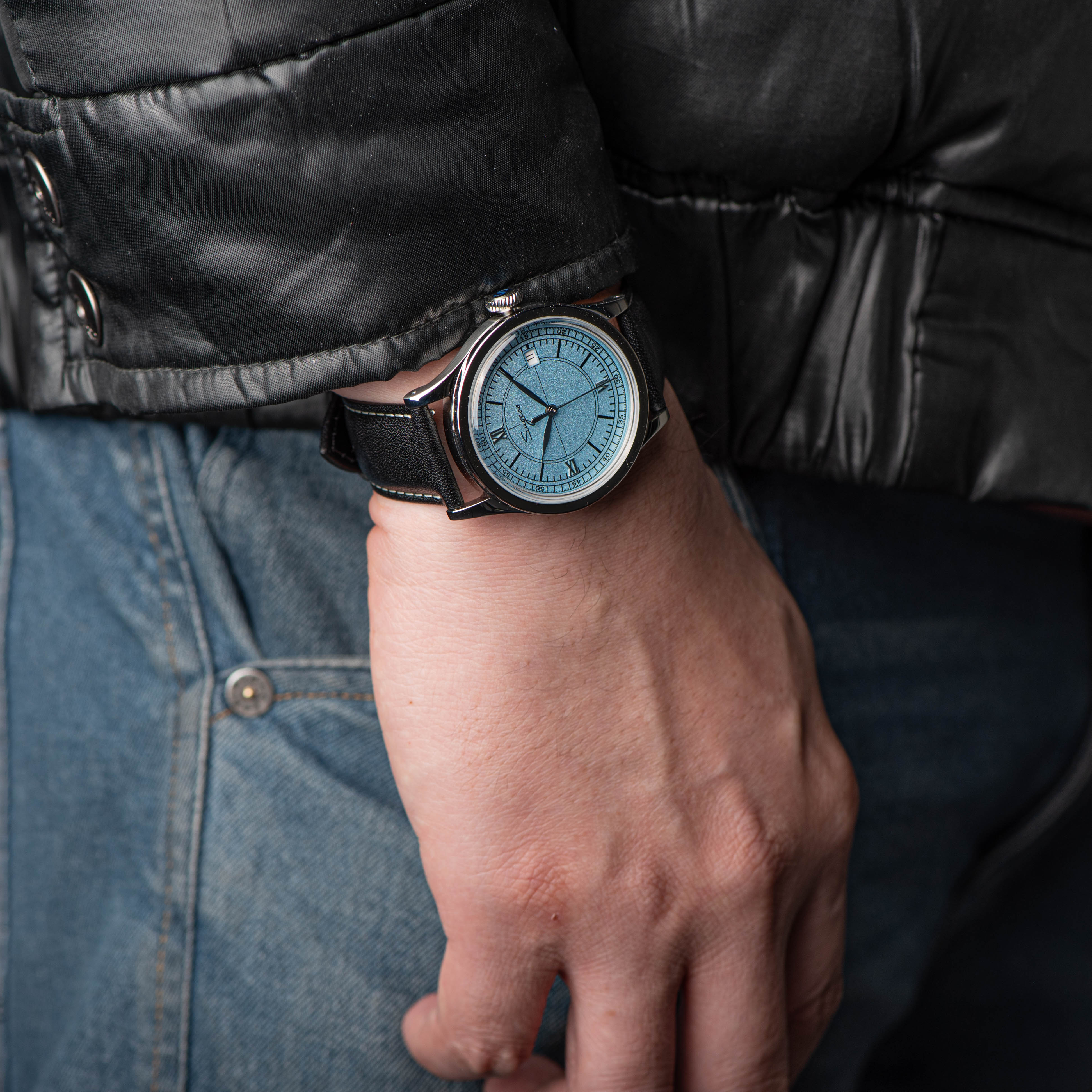 Heritage 411-3B Seagull 2130 Movement  Stainless Steel Case Deep Light Blue Dial SU4113BLB-TIME.SHOP