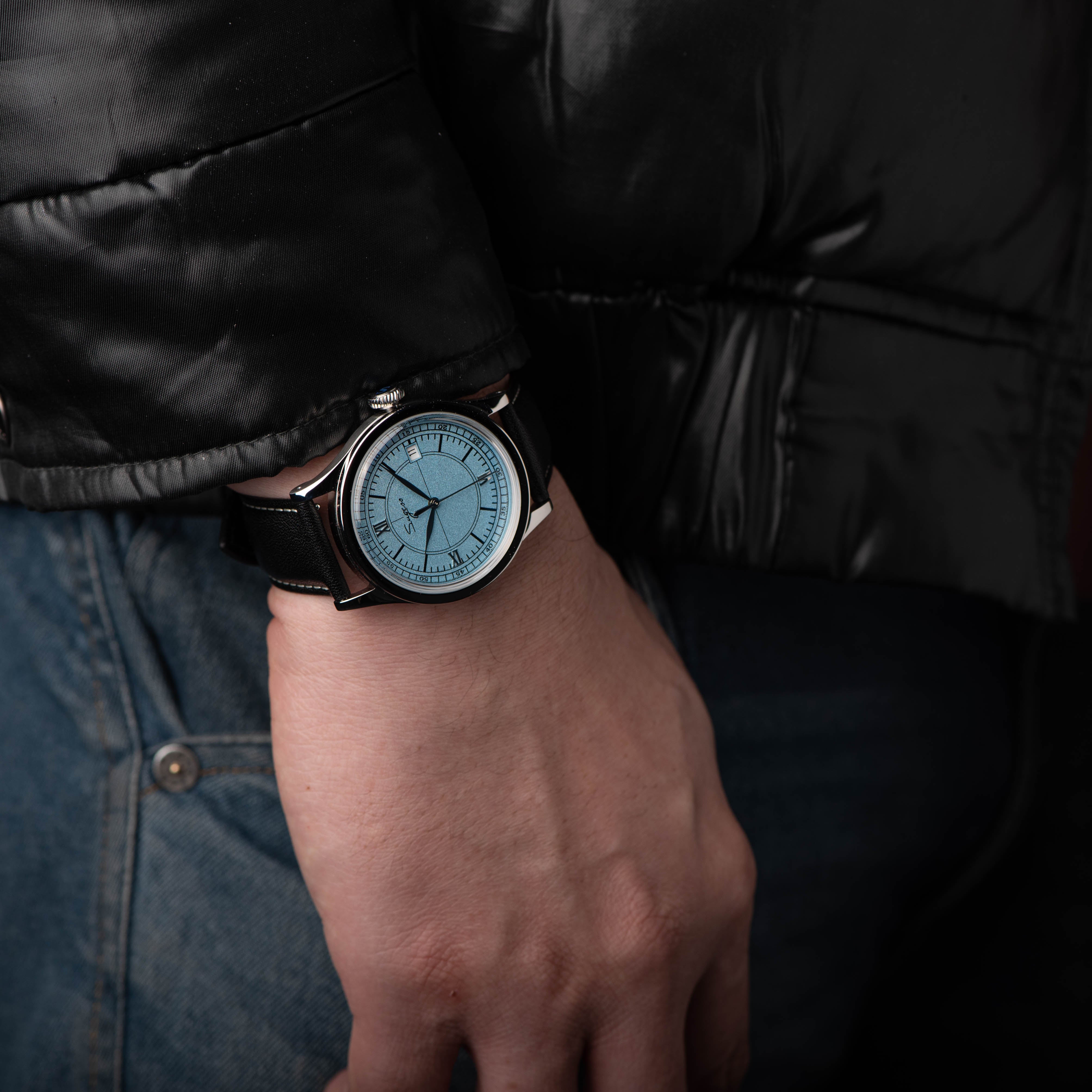 Heritage 411-3B Seagull 2130 Movement  Stainless Steel Case Deep Light Blue Dial SU4113BLB-TIME.SHOP