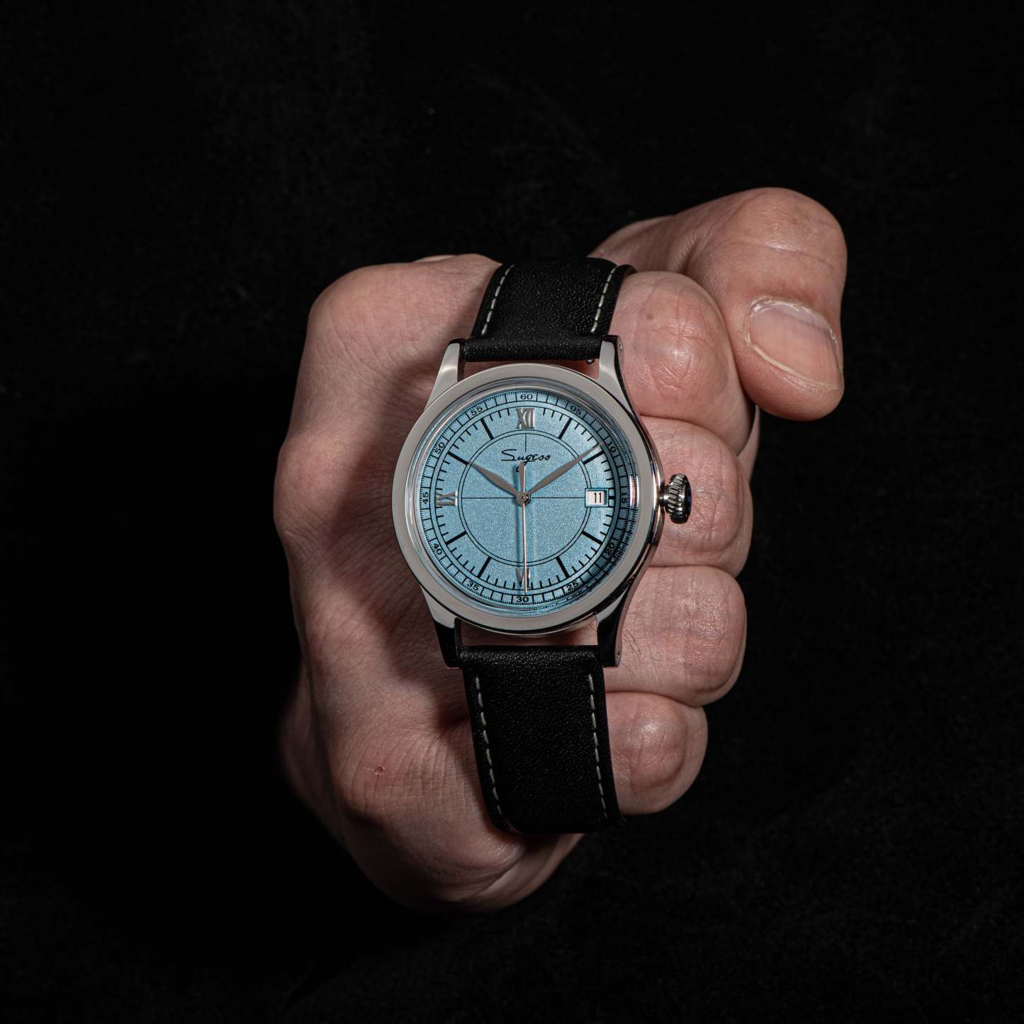 Heritage 411-3B Seagull 2130 Movement  Stainless Steel Case Deep Light Blue Dial SU4113BLB-TIME.SHOP