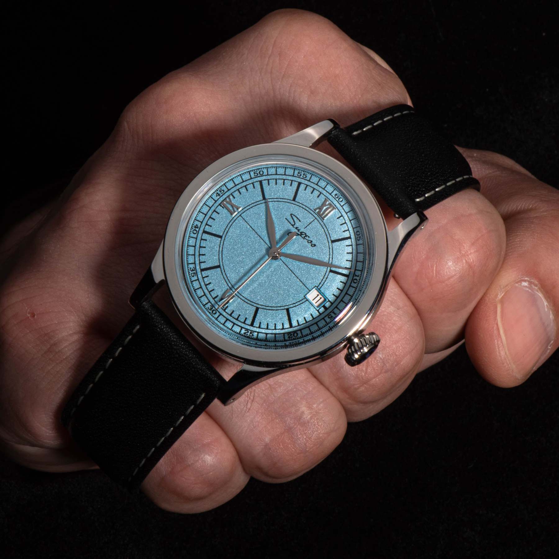 Heritage 411-3B Seagull 2130 Movement  Stainless Steel Case Deep Light Blue Dial SU4113BLB-TIME.SHOP