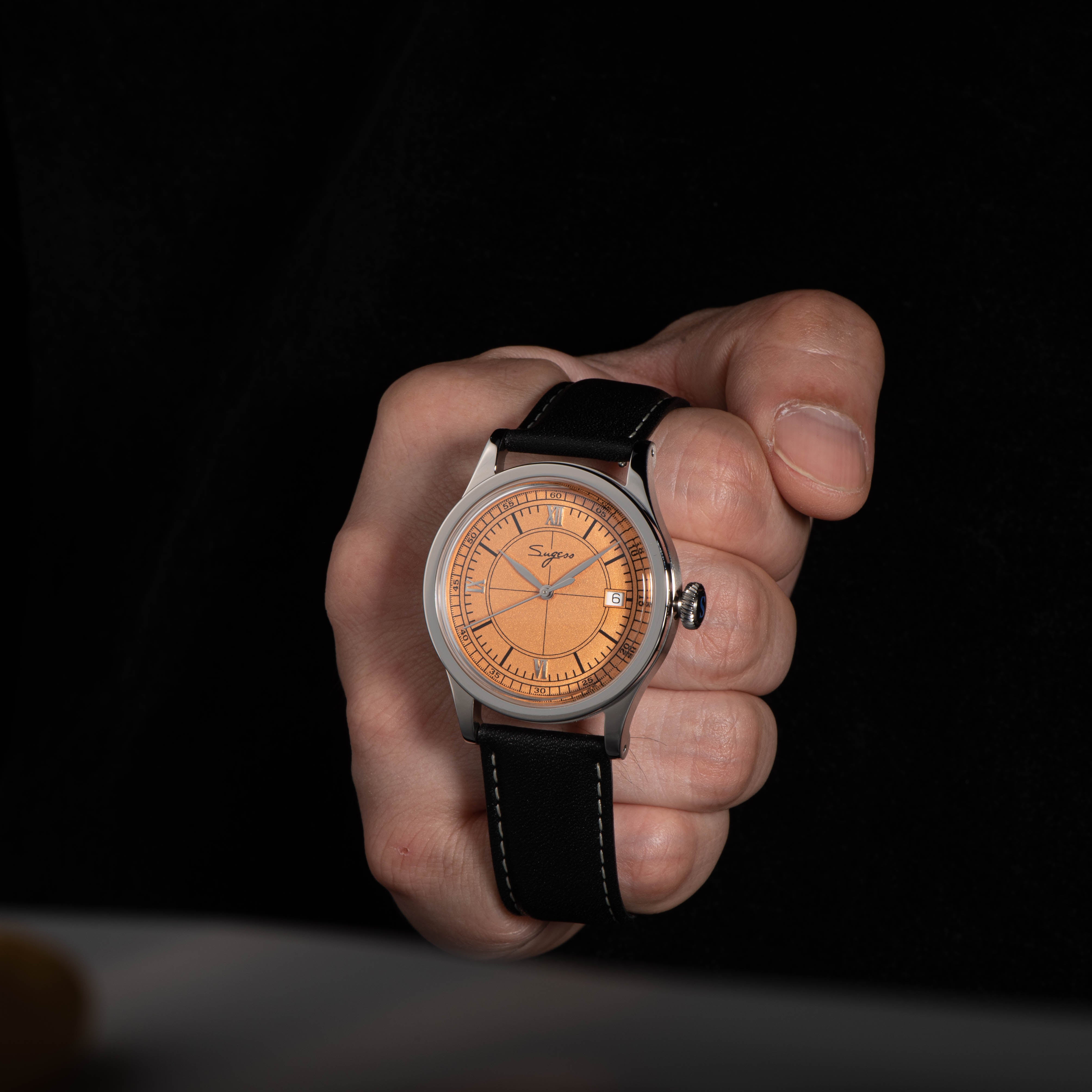 Heritage 411-3B Seagull 2130 Movement  Stainless Steel Case Deep Orange Dial SU4113BOR-TIME.SHOP