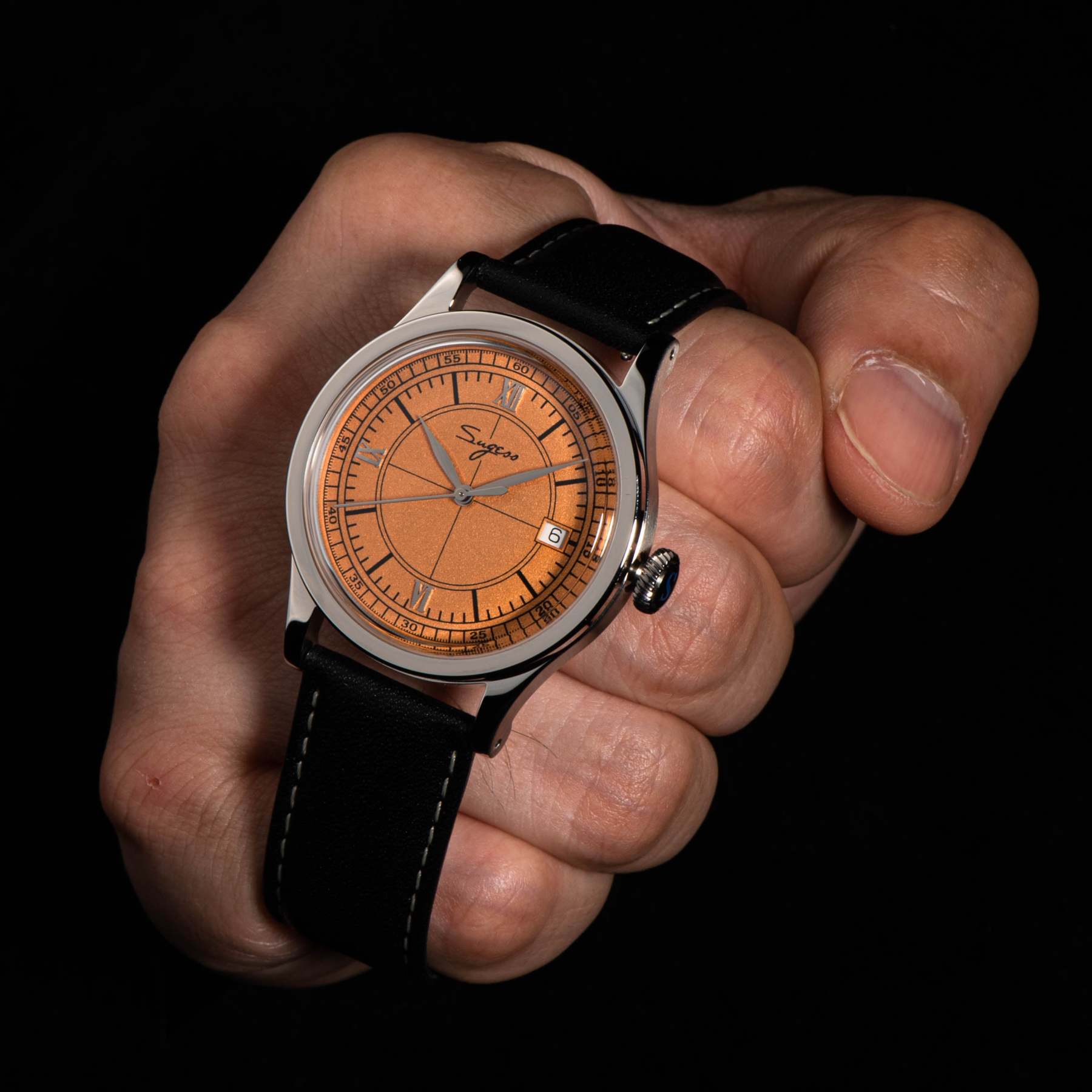 Heritage 411-3B Seagull 2130 Movement  Stainless Steel Case Deep Orange Dial SU4113BOR-TIME.SHOP