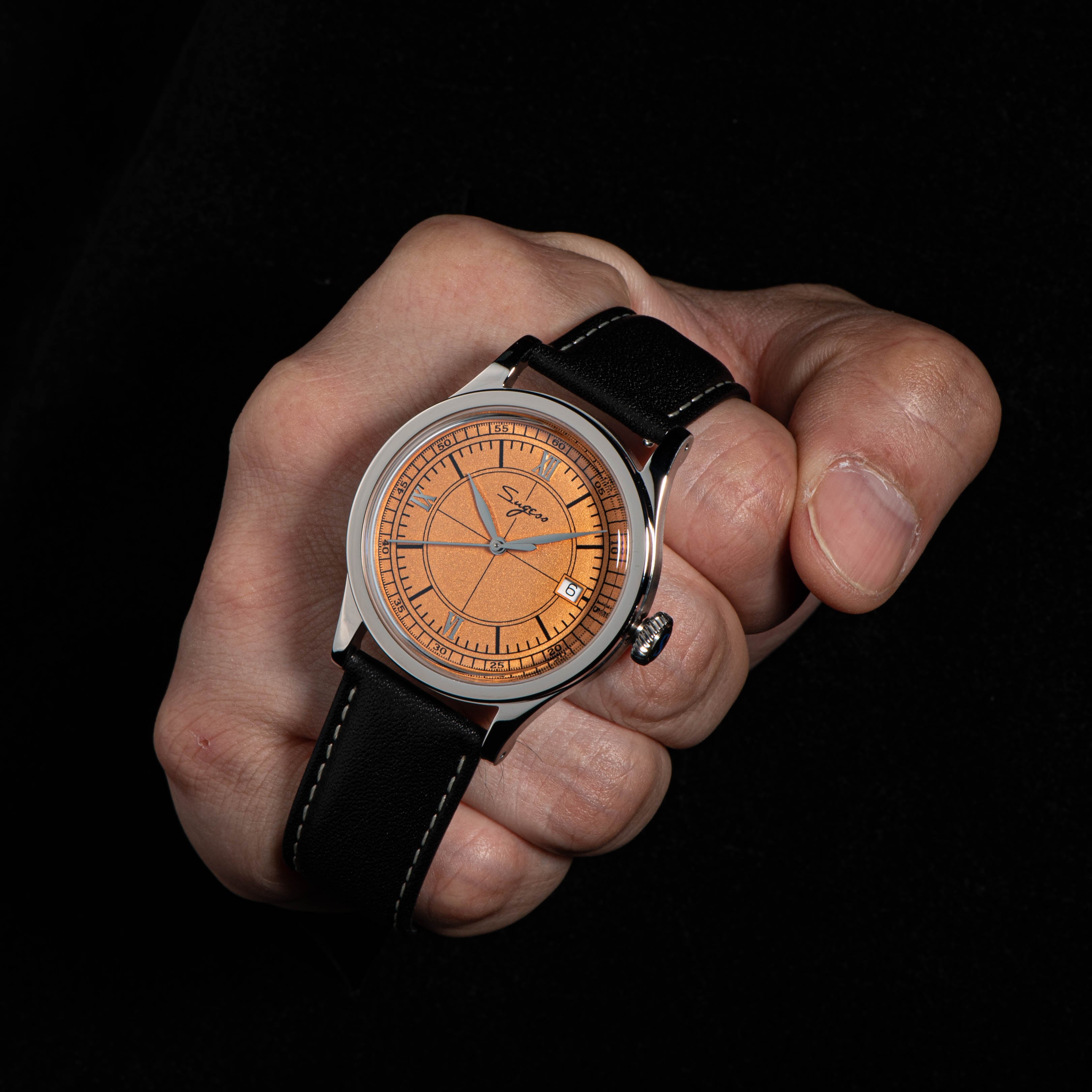 Heritage 411-3B Seagull 2130 Movement  Stainless Steel Case Deep Orange Dial SU4113BOR-TIME.SHOP