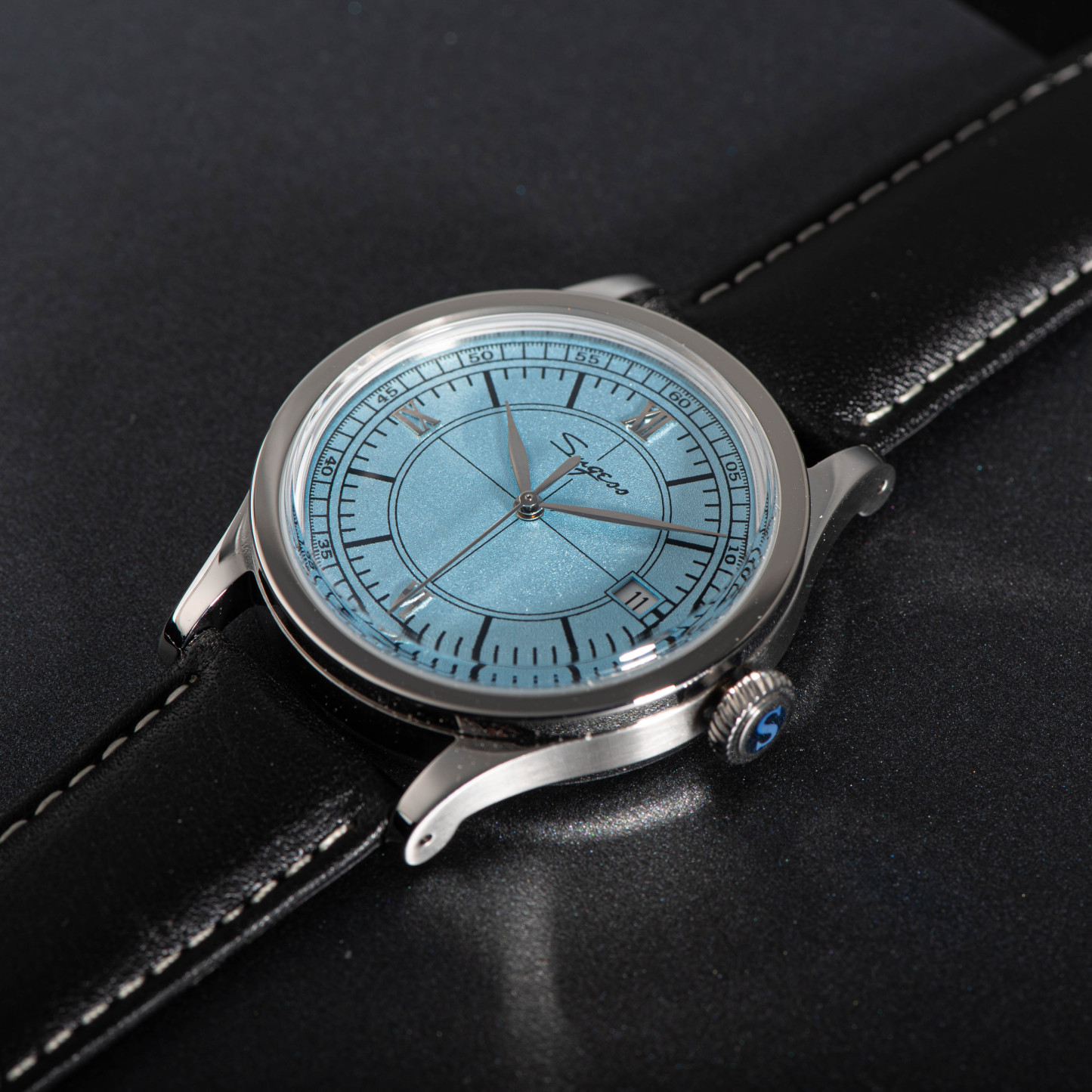 Heritage 411-3B Seagull 2130 Movement  Stainless Steel Case Deep Light Blue Dial SU4113BLB-TIME.SHOP