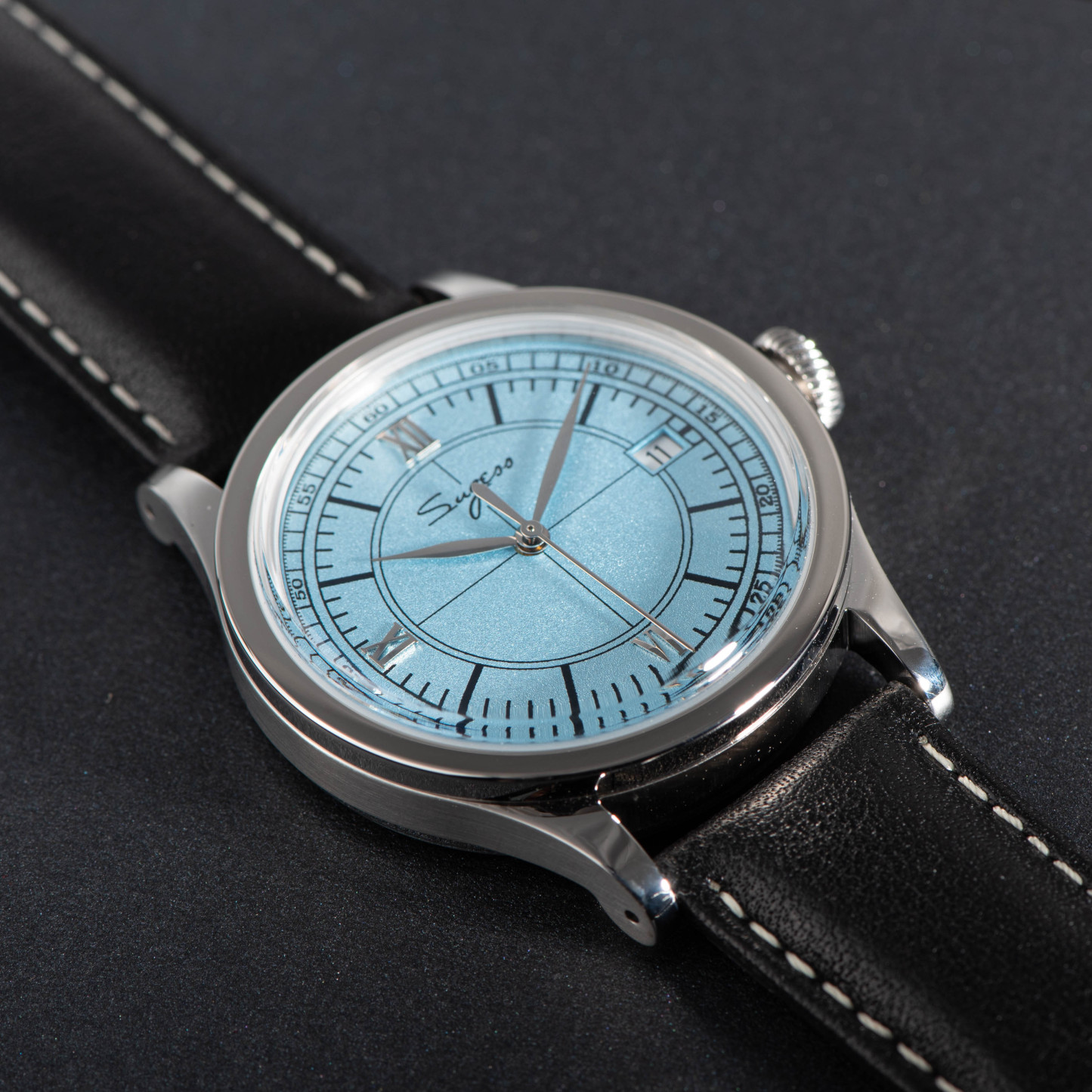 Heritage 411-3B Seagull 2130 Movement  Stainless Steel Case Deep Light Blue Dial SU4113BLB-TIME.SHOP