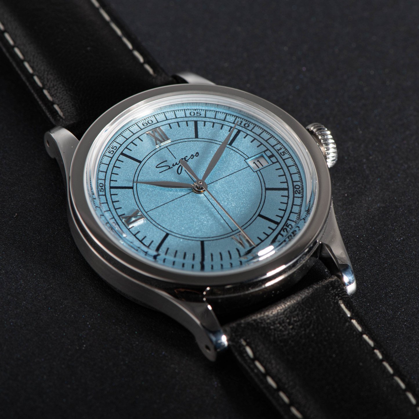 Heritage 411-3B Seagull 2130 Movement  Stainless Steel Case Deep Light Blue Dial SU4113BLB-TIME.SHOP
