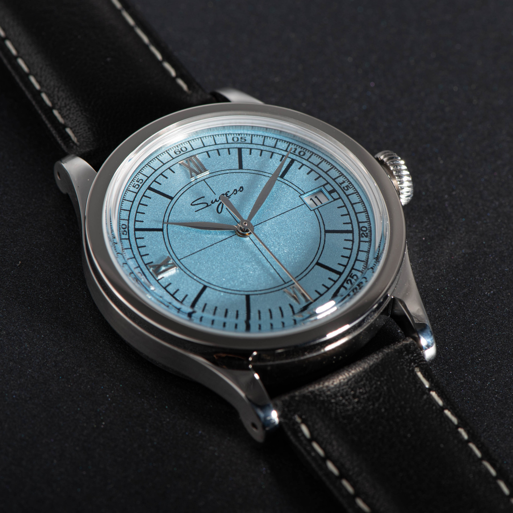 Heritage 411-3B Seagull 2130 Movement  Stainless Steel Case Deep Light Blue Dial SU4113BLB-TIME.SHOP