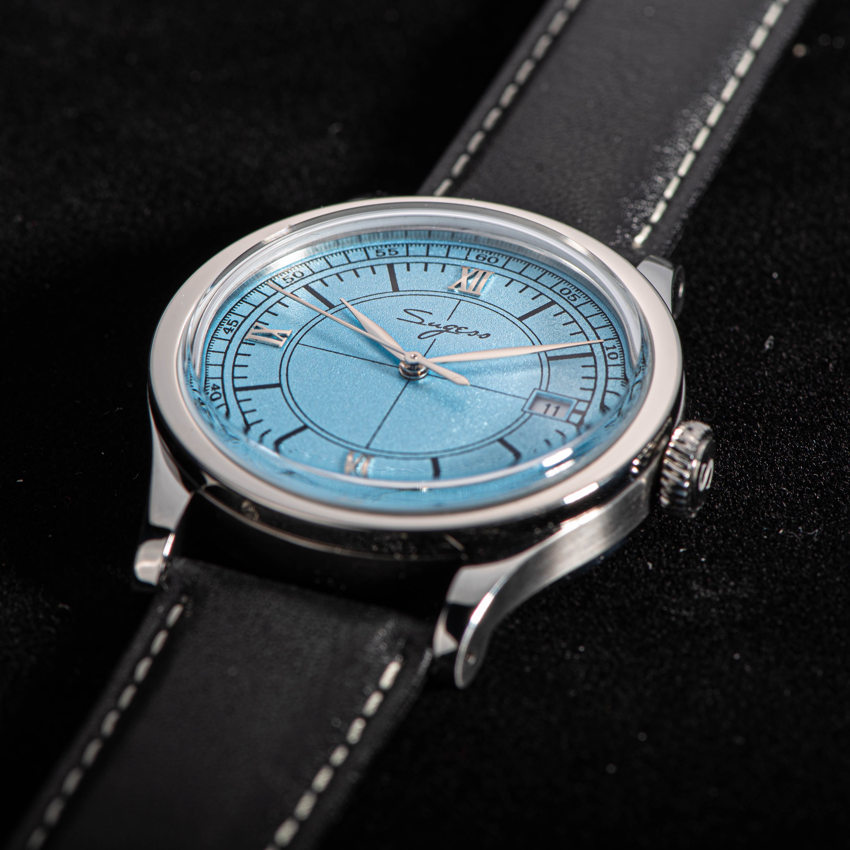 Heritage 411-3B Seagull 2130 Movement  Stainless Steel Case Deep Light Blue Dial SU4113BLB-TIME.SHOP