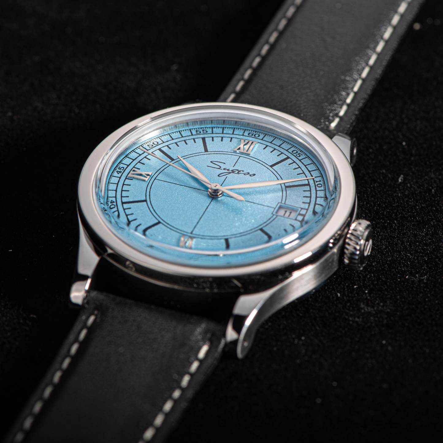 Heritage 411-3B Seagull 2130 Movement  Stainless Steel Case Deep Light Blue Dial SU4113BLB-TIME.SHOP