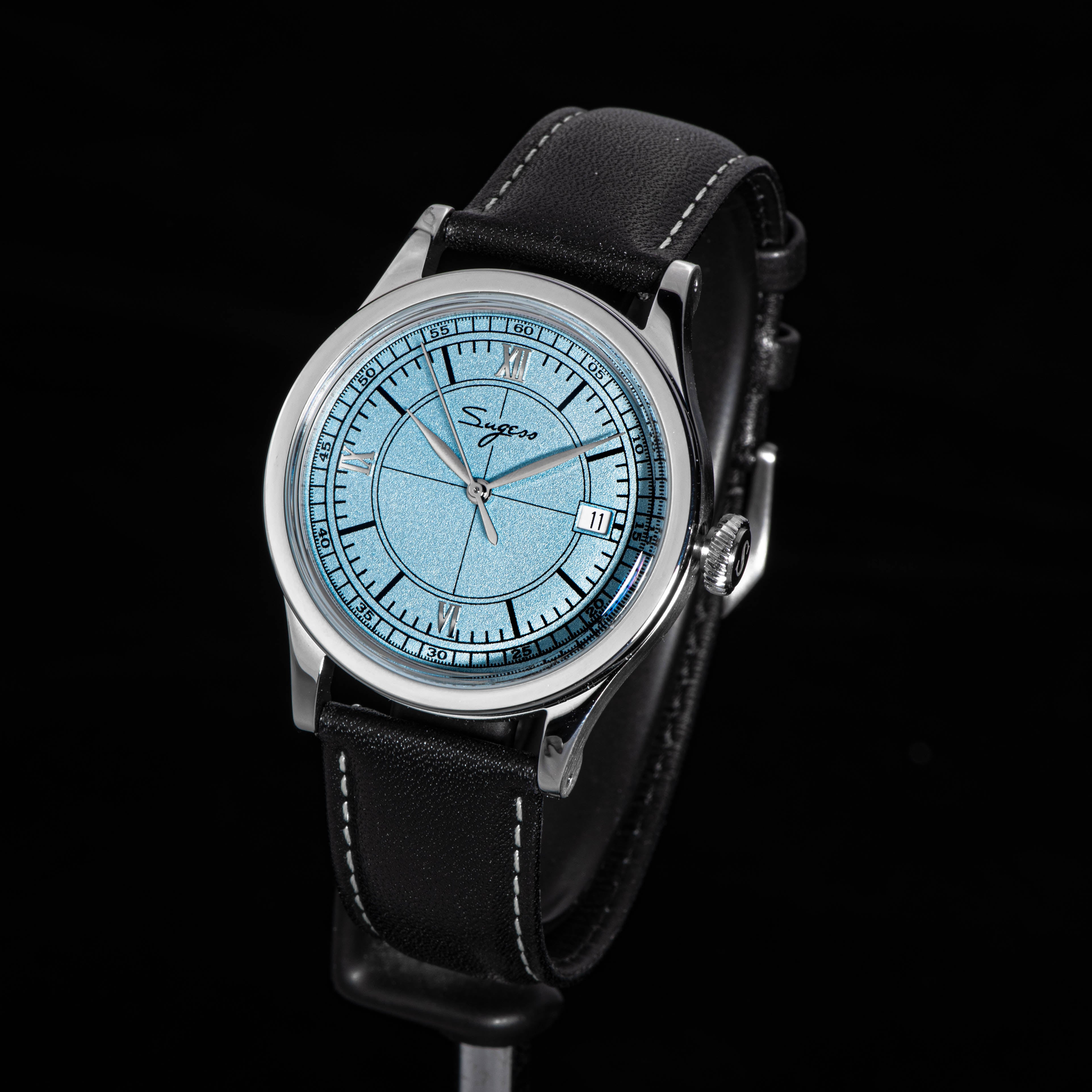 Heritage 411-3B Seagull 2130 Movement  Stainless Steel Case Deep Light Blue Dial SU4113BLB-TIME.SHOP