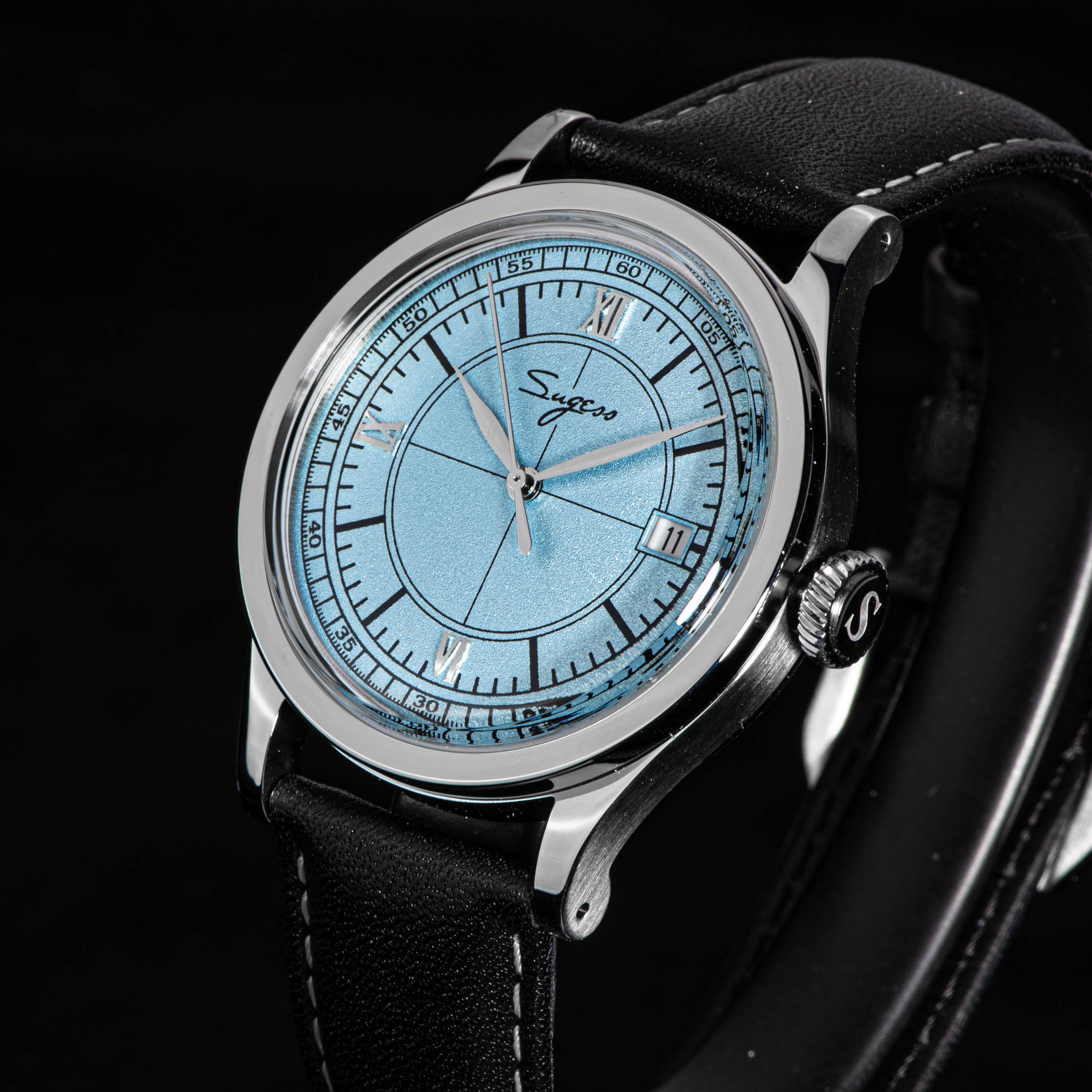 Heritage 411-3B Seagull 2130 Movement  Stainless Steel Case Deep Light Blue Dial SU4113BLB-TIME.SHOP