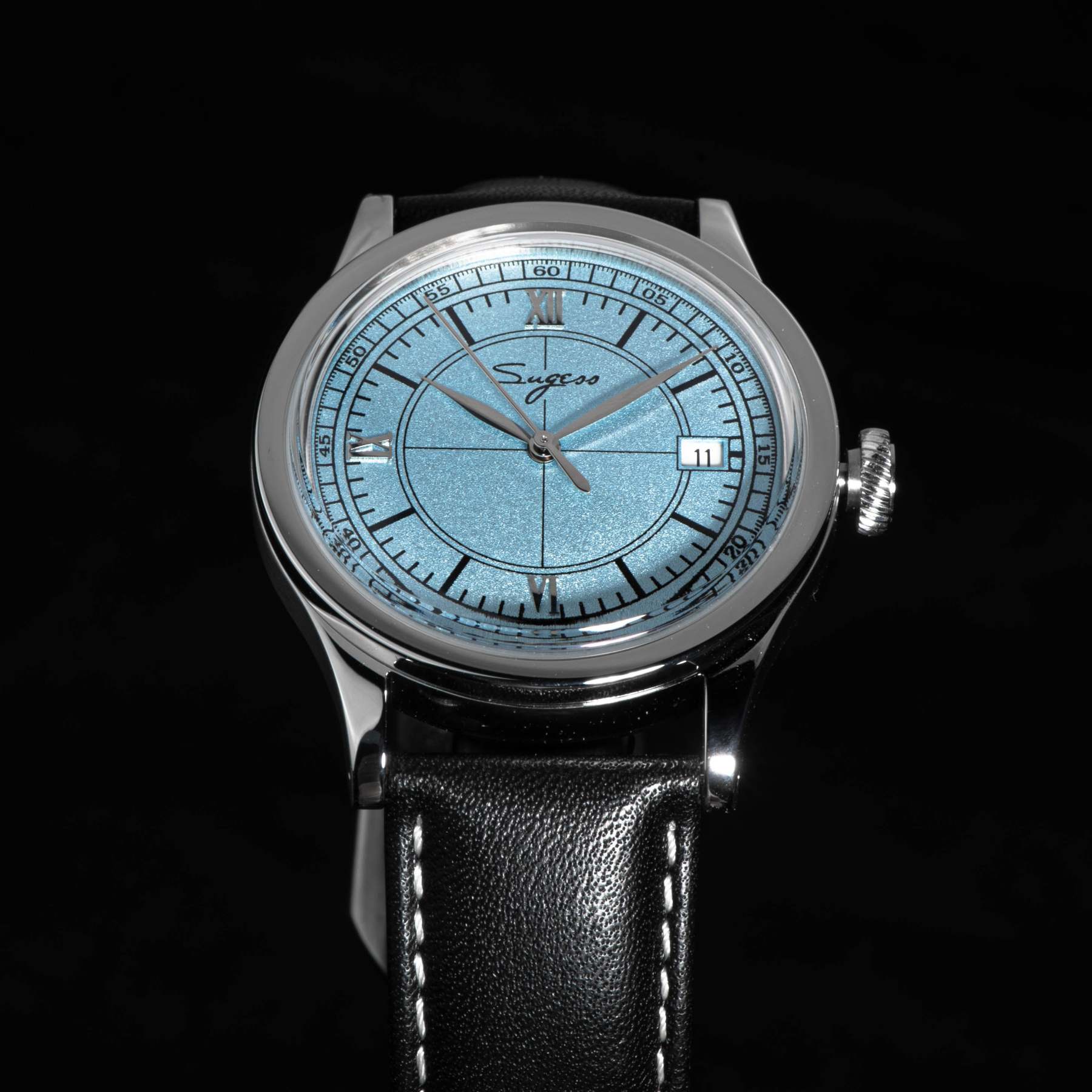 Heritage 411-3B Seagull 2130 Movement  Stainless Steel Case Deep Light Blue Dial SU4113BLB-TIME.SHOP