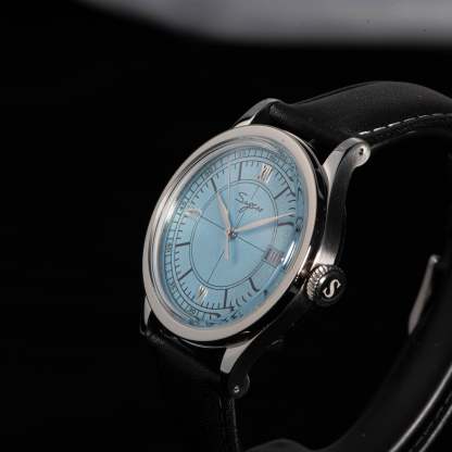 Heritage 411-3B Seagull 2130 Movement  Stainless Steel Case Deep Light Blue Dial SU4113BLB-TIME.SHOP