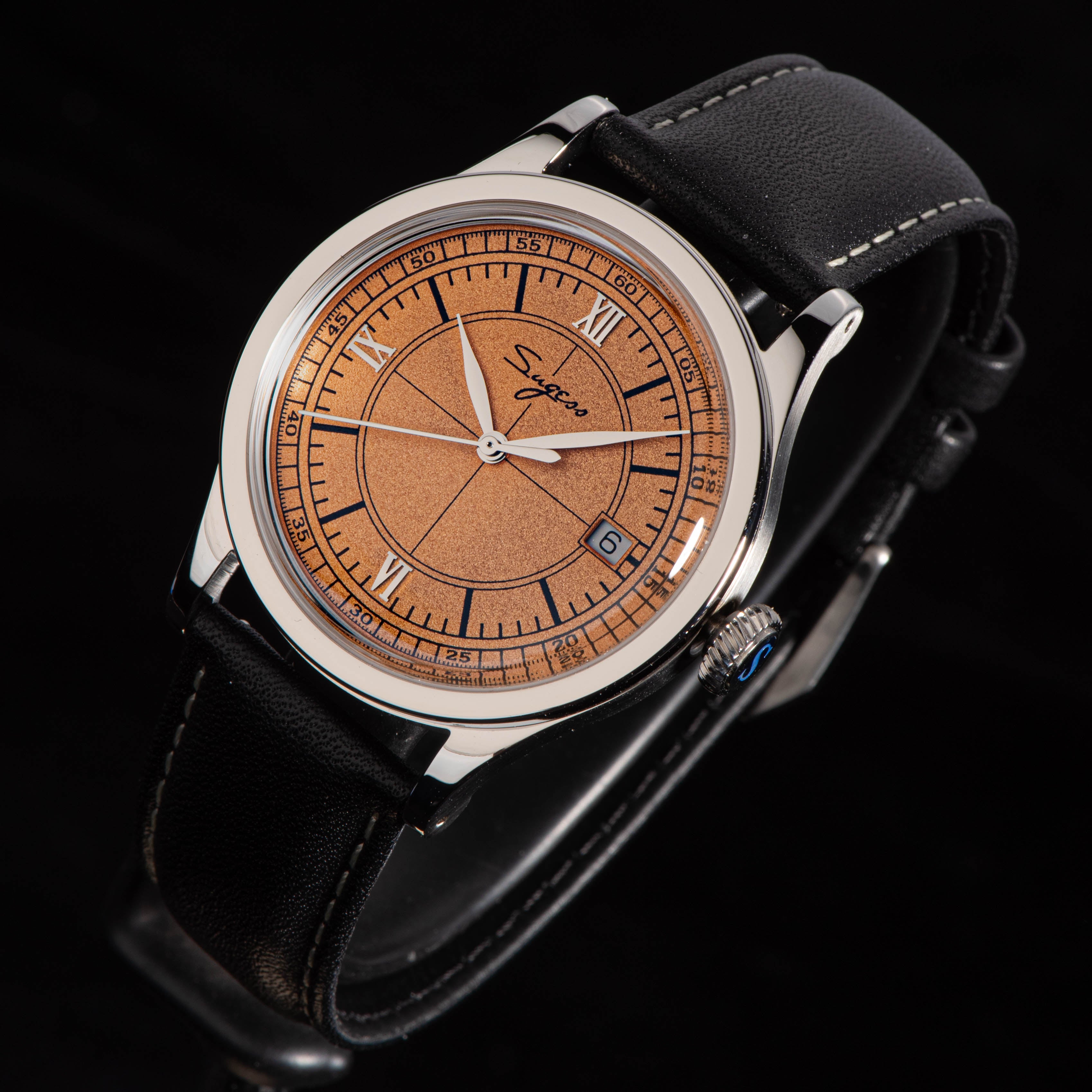 Heritage 411-3B Seagull 2130 Movement  Stainless Steel Case Deep Orange Dial SU4113BOR-TIME.SHOP