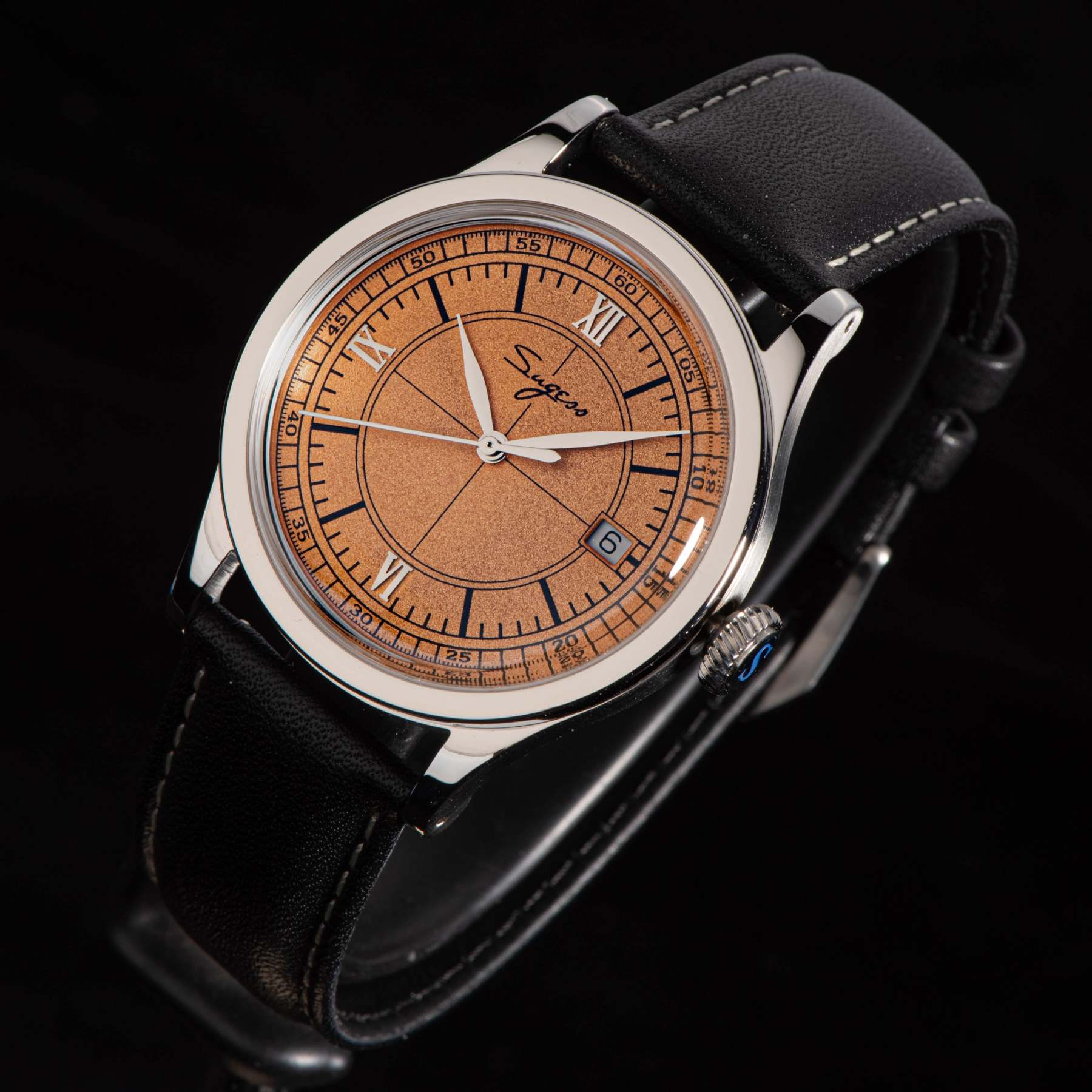 Heritage 411-3B Seagull 2130 Movement  Stainless Steel Case Deep Orange Dial SU4113BOR-TIME.SHOP