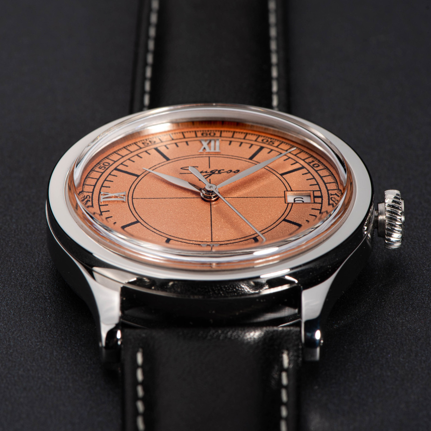 Heritage 411-3B Seagull 2130 Movement  Stainless Steel Case Deep Orange Dial SU4113BOR-TIME.SHOP