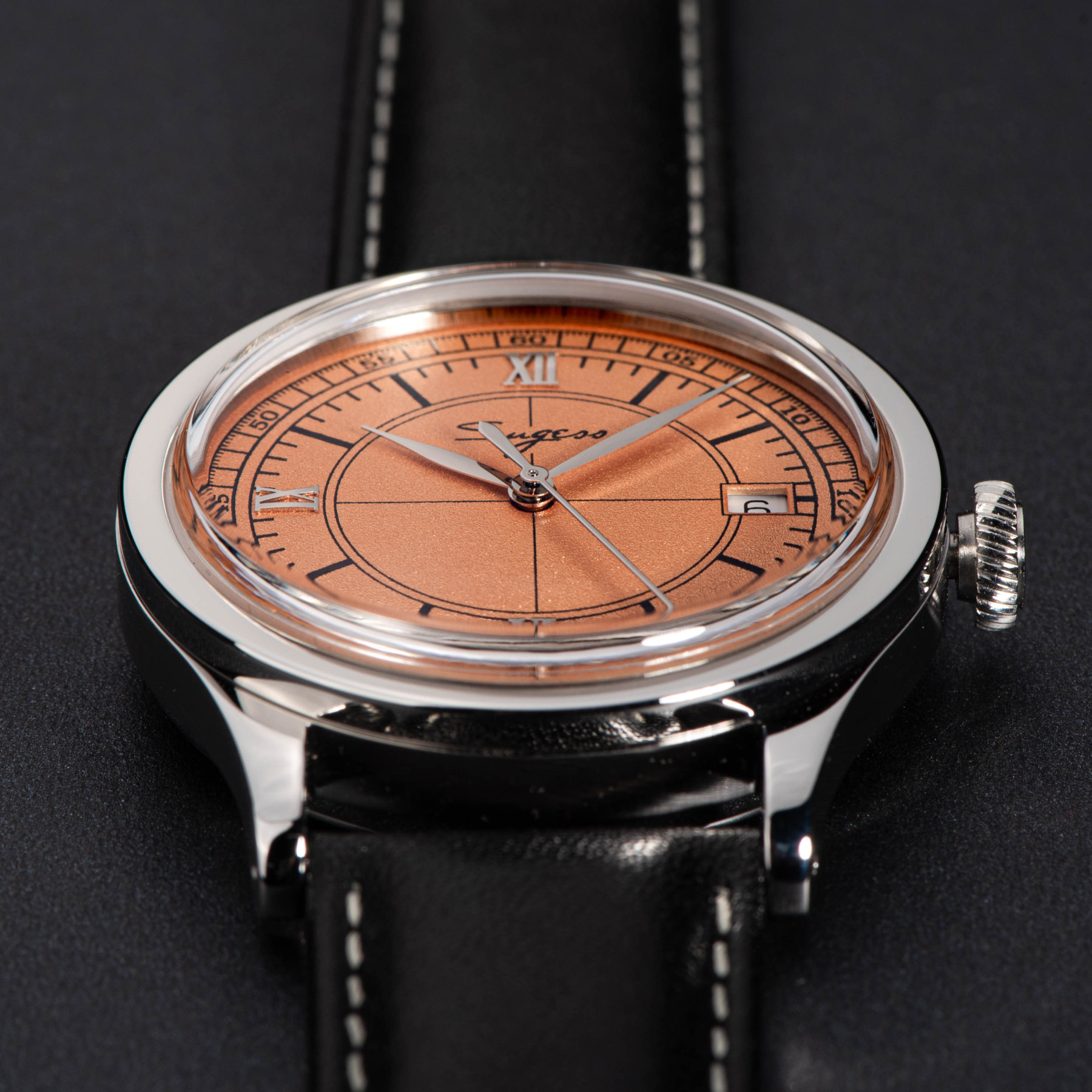Heritage 411-3B Seagull 2130 Movement  Stainless Steel Case Deep Orange Dial SU4113BOR-TIME.SHOP