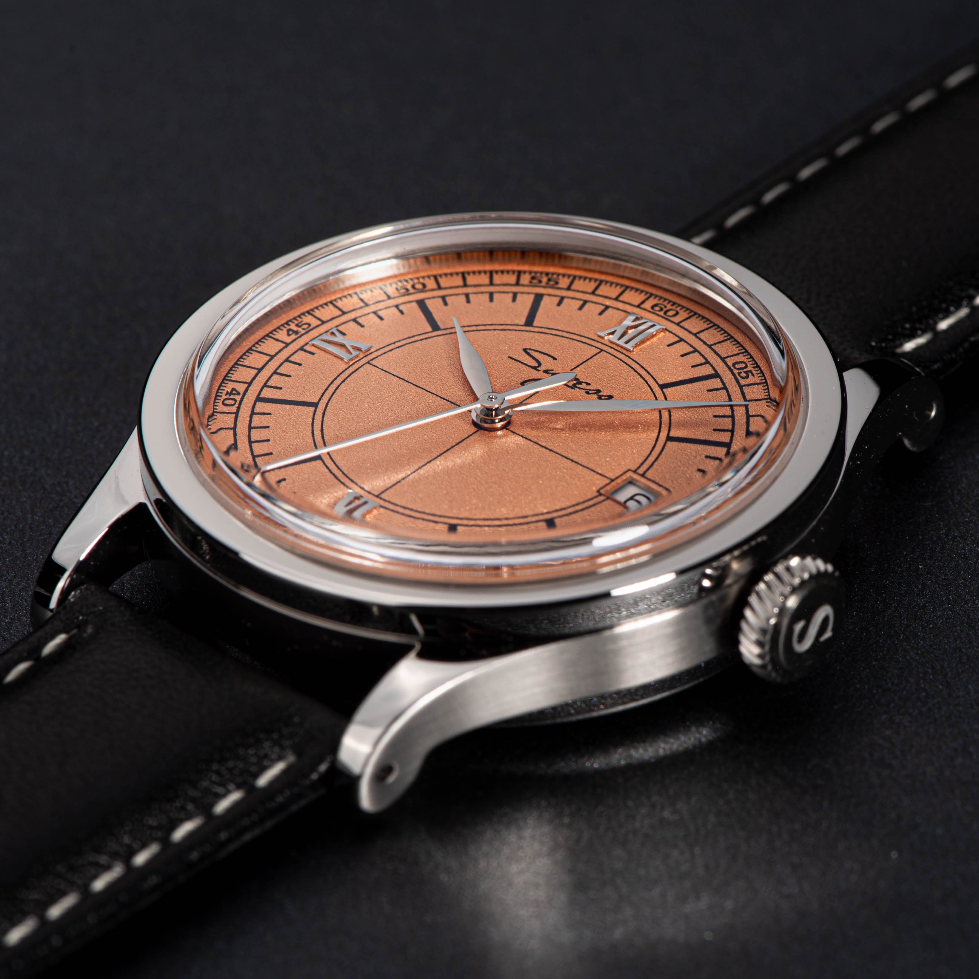 Heritage 411-3B Seagull 2130 Movement  Stainless Steel Case Deep Orange Dial SU4113BOR-TIME.SHOP