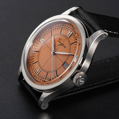 Heritage 411-3B Seagull 2130 Movement  Stainless Steel Case Deep Orange Dial SU4113BOR-TIME.SHOP